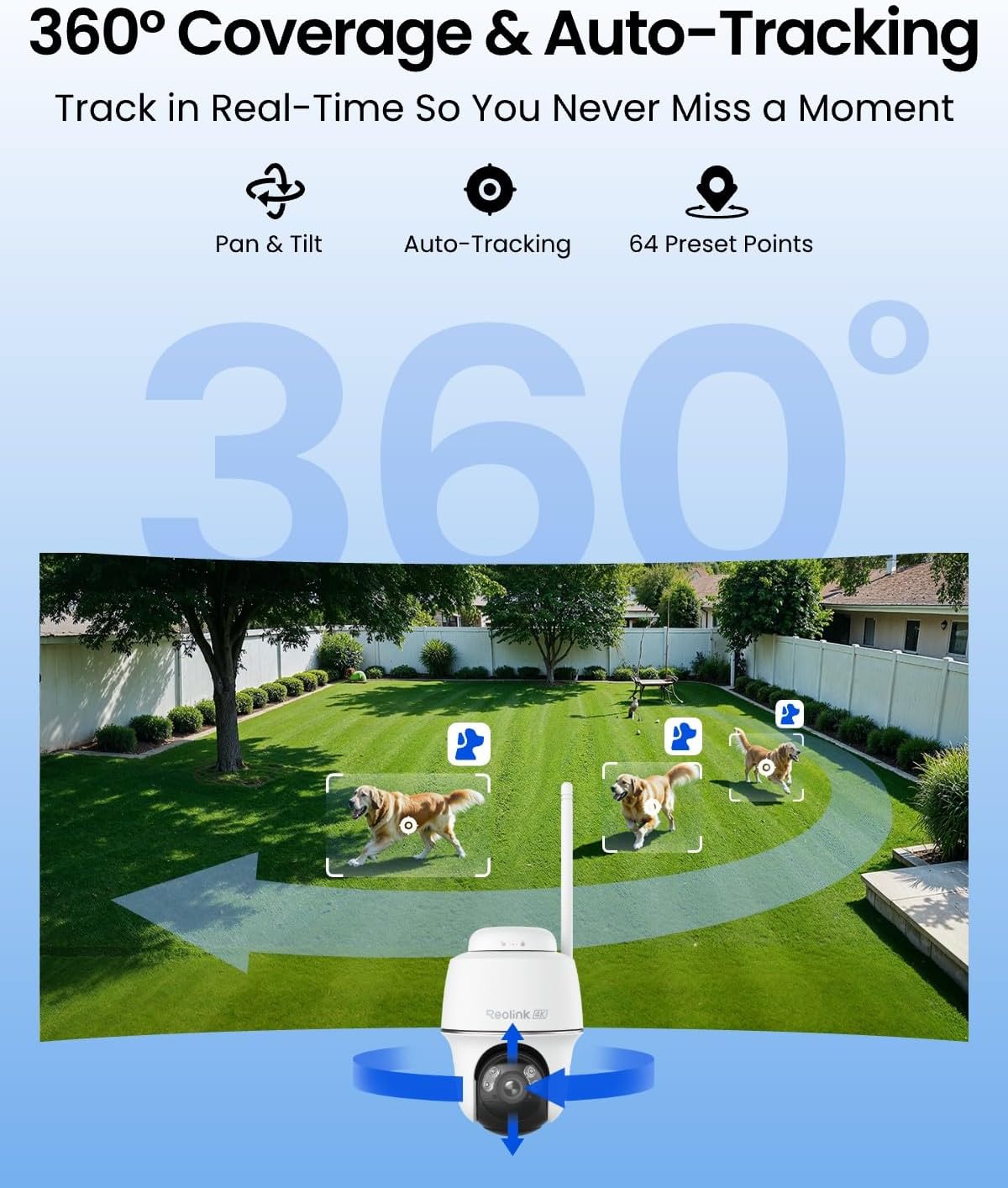 REOLINK Argus PT Ultra First 4K Solar Security Cameras Wireless Outdoor | 360° Pan Tilt Auto-Tracking, 8MP Color Night Vision, 2.4/5 GHz Wi-Fi 6, No Subscriptions, Home Hub Compatible - Image 3