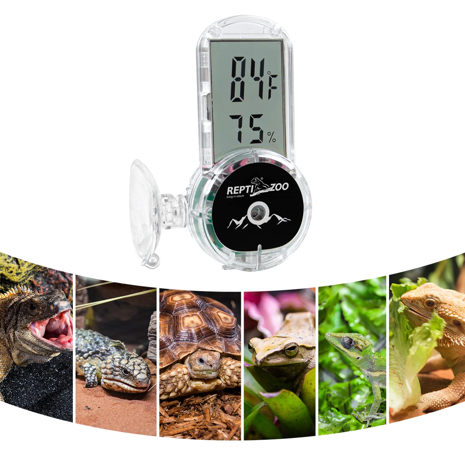 REPTI ZOO Upgraded Reptile Terrarium Thermometer Hygrometer,Digital Pet Temperature and Humidity Gauge with Suction Cup for Reptile Rearing Box Tank,4-Sides Mounting - Image 8