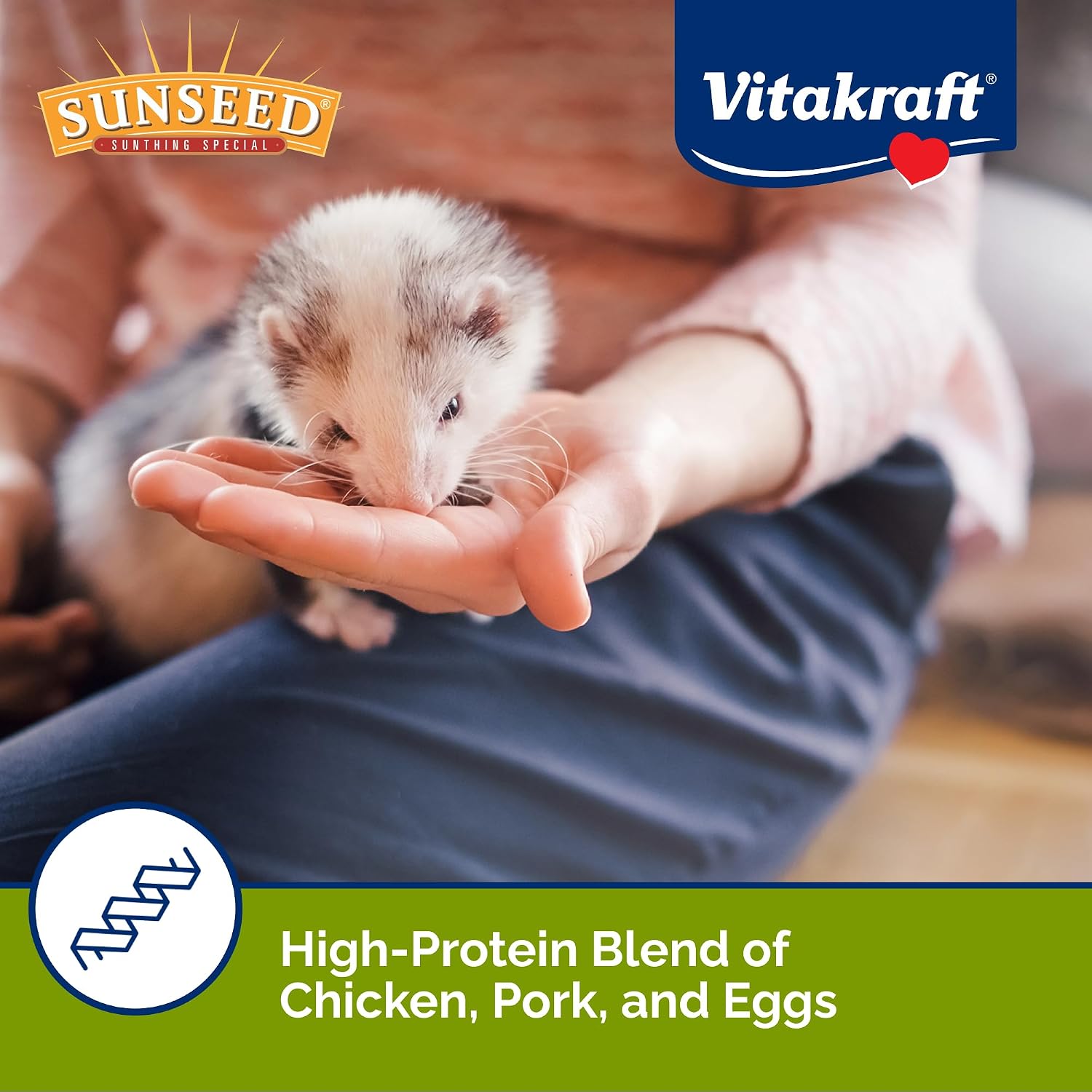 Sunseed Vita Prima Ferret Food - 3 Lb. Resealable Bag – High-Energy Protein from Chicken Pork & Eggs – Added Vitamins and Minerals – No Artificial Colors or Flavors - Image 3