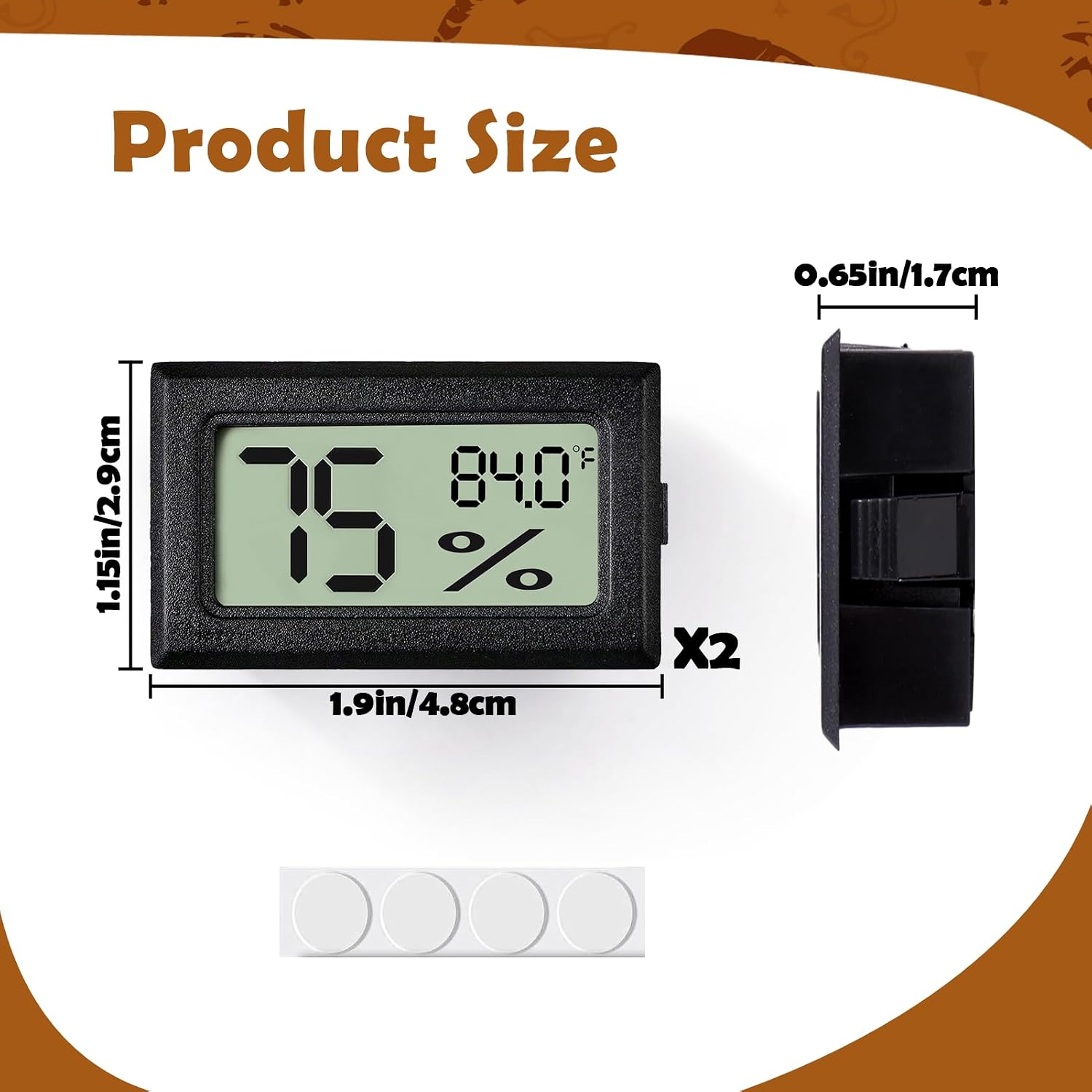 Reptile Thermometer and Humidity Gauge,2PCS Digital Hygrometer Adhesive Reptile Terrarium Hydrometer,Bearded Dragon Tank Accessories,Pet Humidity Meter Supplies for Leopard Crested Gecko,Snake,Lizard - Image 6