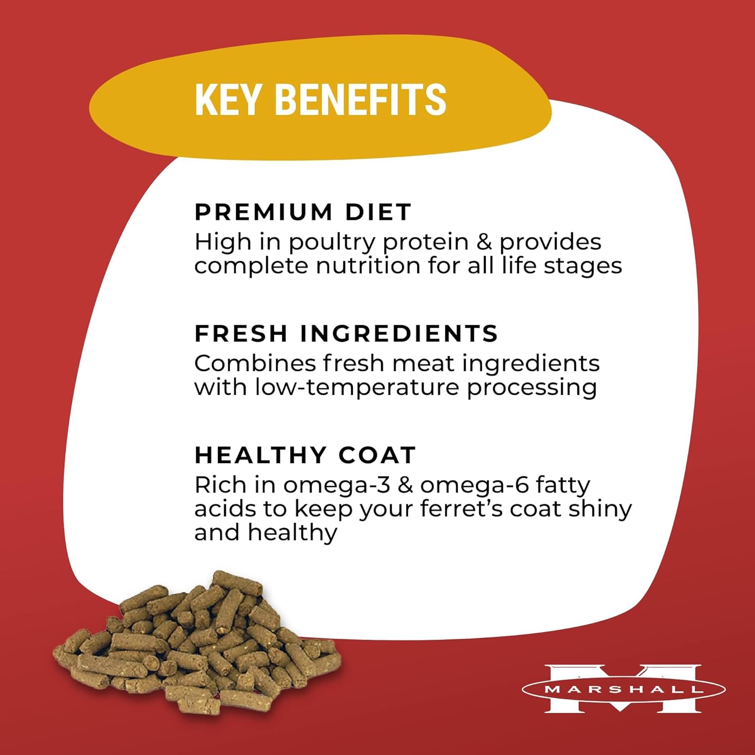 Marshall Pet Products Premium Ferret Diet, 4 lbs Pellet Bag, Complete Nutrition Formula - Single Food Bag - Image 2