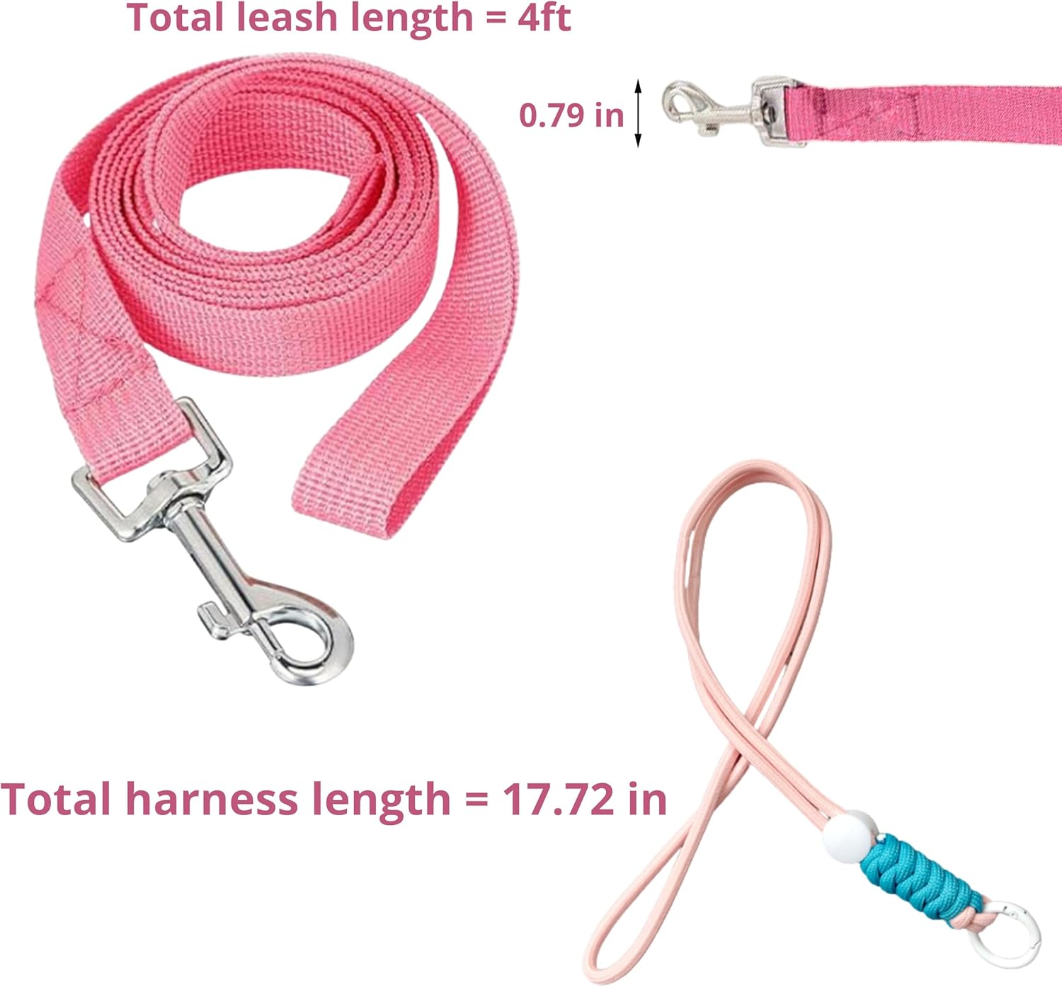 Ferret Leash Harness Adjustable Squirrel, Ferret Leash and Harness Sets for Ferrets Guinea Pig Chinchilla Rat Dragon Bearded Small Animal, Pet Squirrel Ferrets Accessories (Pink) - Image 2