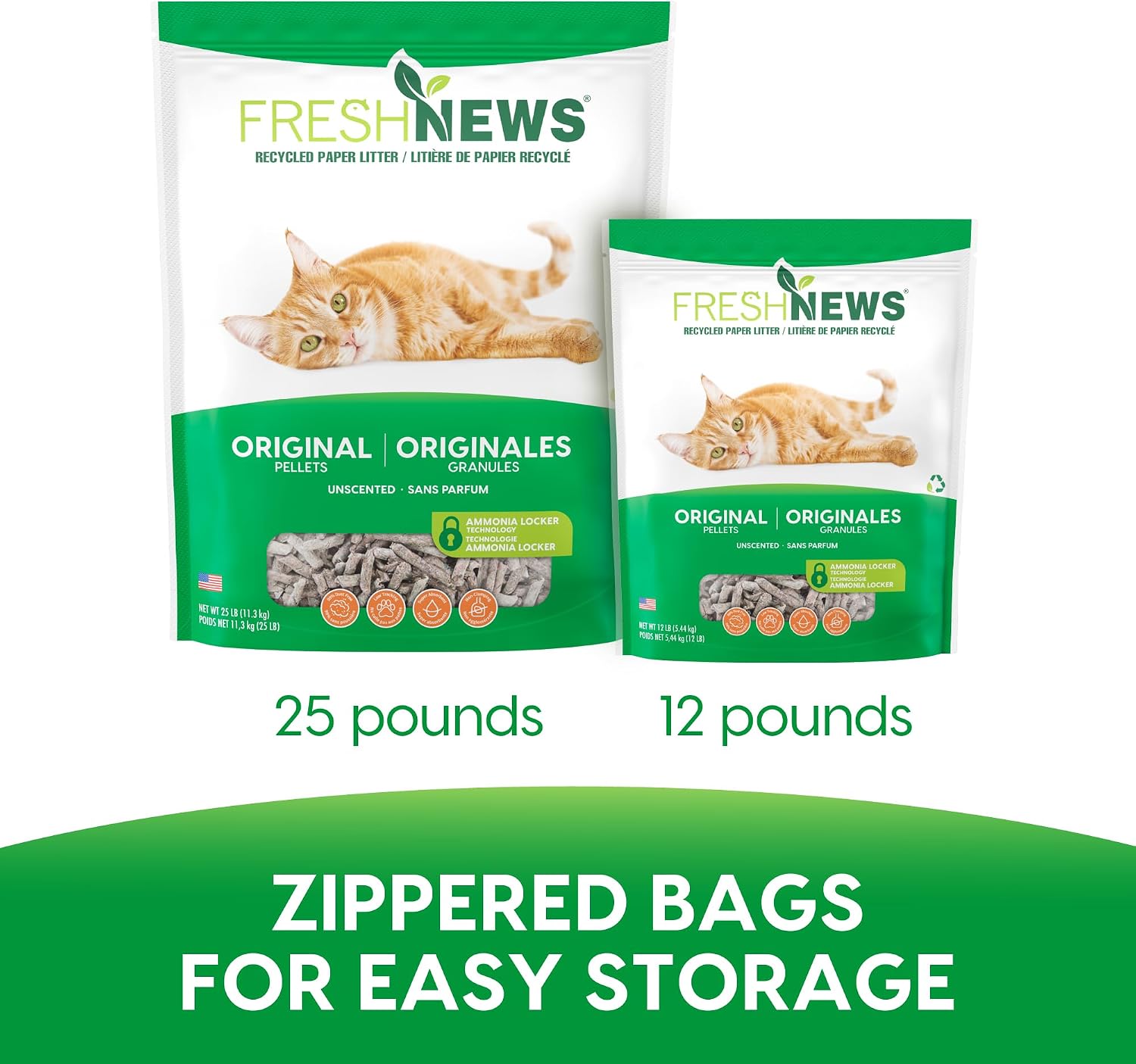 Fresh News Recycled Paper Original Pellet Cat Litter, 25 Pound, Non-Clumping, Unscented, Made in USA - Image 7
