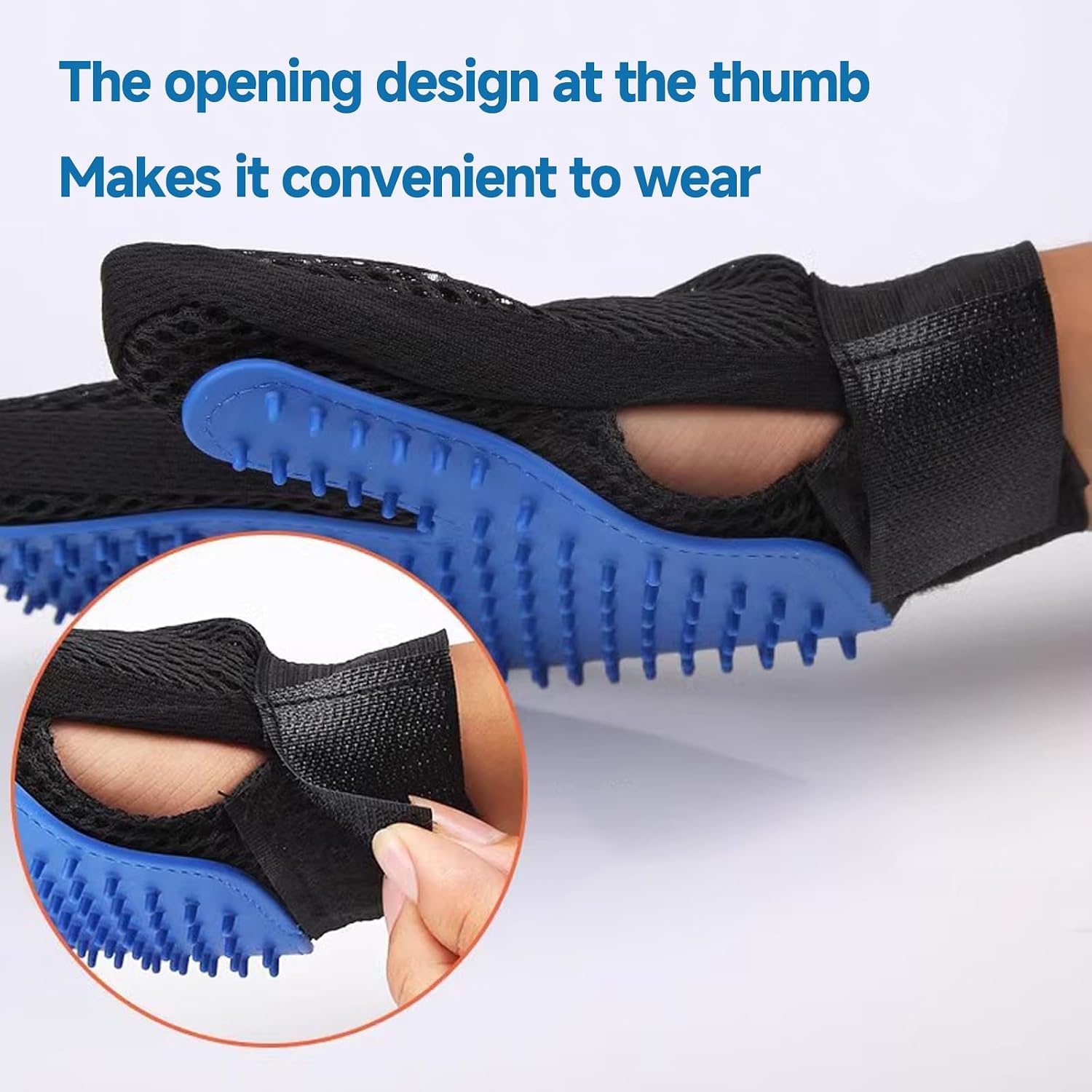 NVNAN Pet Hair Removal Glove for Dogs & Cats, 2-Pack Blue | 2-in-1 deshedding brush and massage mitt for shedding control, bathing and washing, safe for short or long hair pets - Image 7