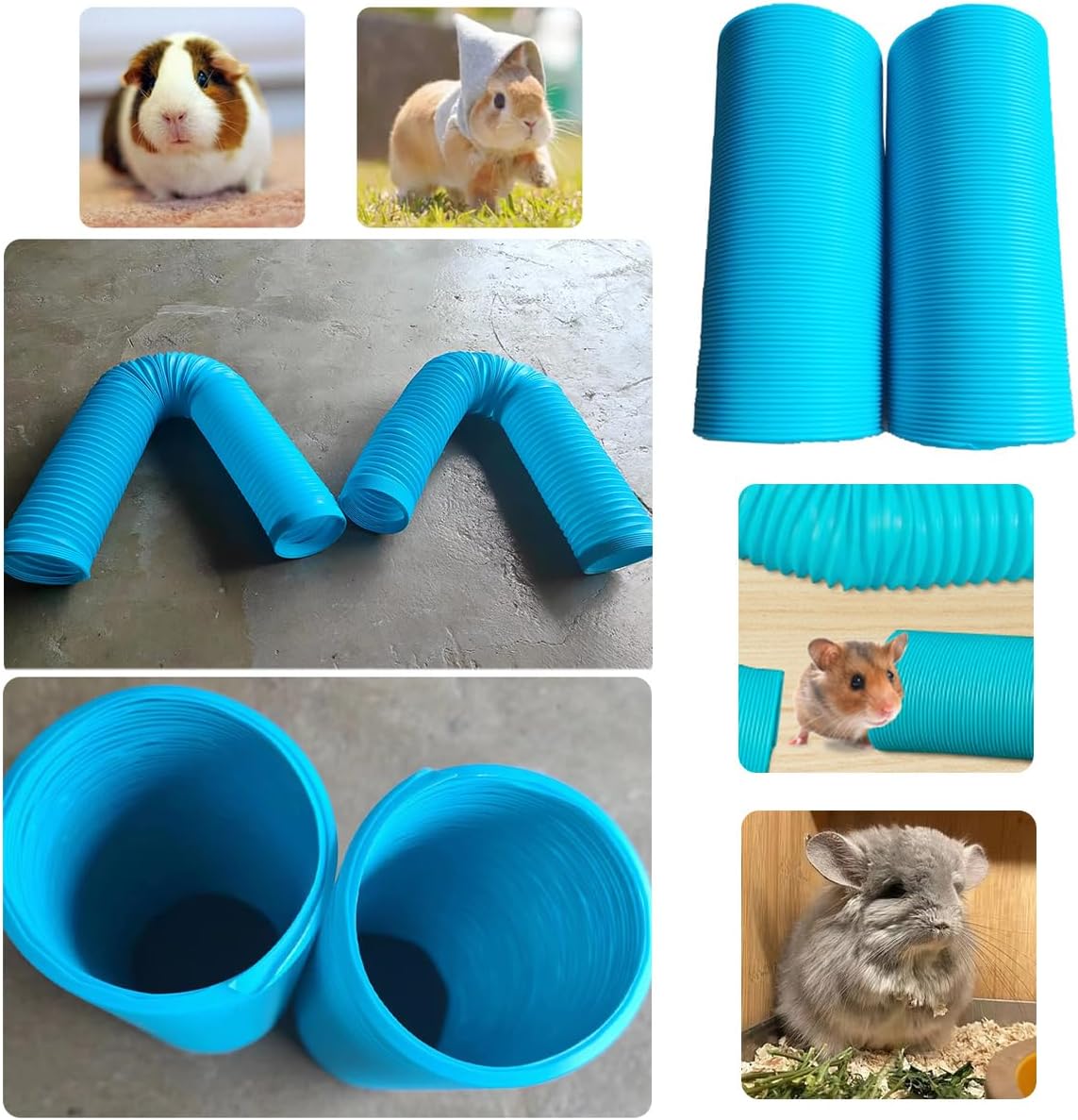 2 Pack Hamster Tunnel Ferrets Fun Tunnels Foldable Exercising Training Tubes Hideout Pipe Toy for Guinea Pigs Chinchillas Gerbils Mouse Rabbit Small Animal Pet Rats - Image 5