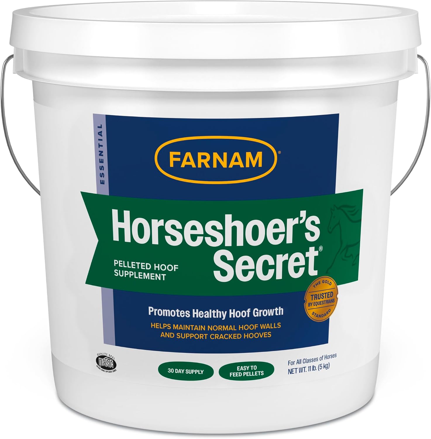 Farnam Horseshoer's Secret Pelleted Hoof & Biotin Supplements, Nutrient-Rich Formula with Amino & Fatty Acids, Omega-3 Minerals, Promotes Hoof Growth & Supports Cracked Hooves, 11 lb, 30-Day Supply