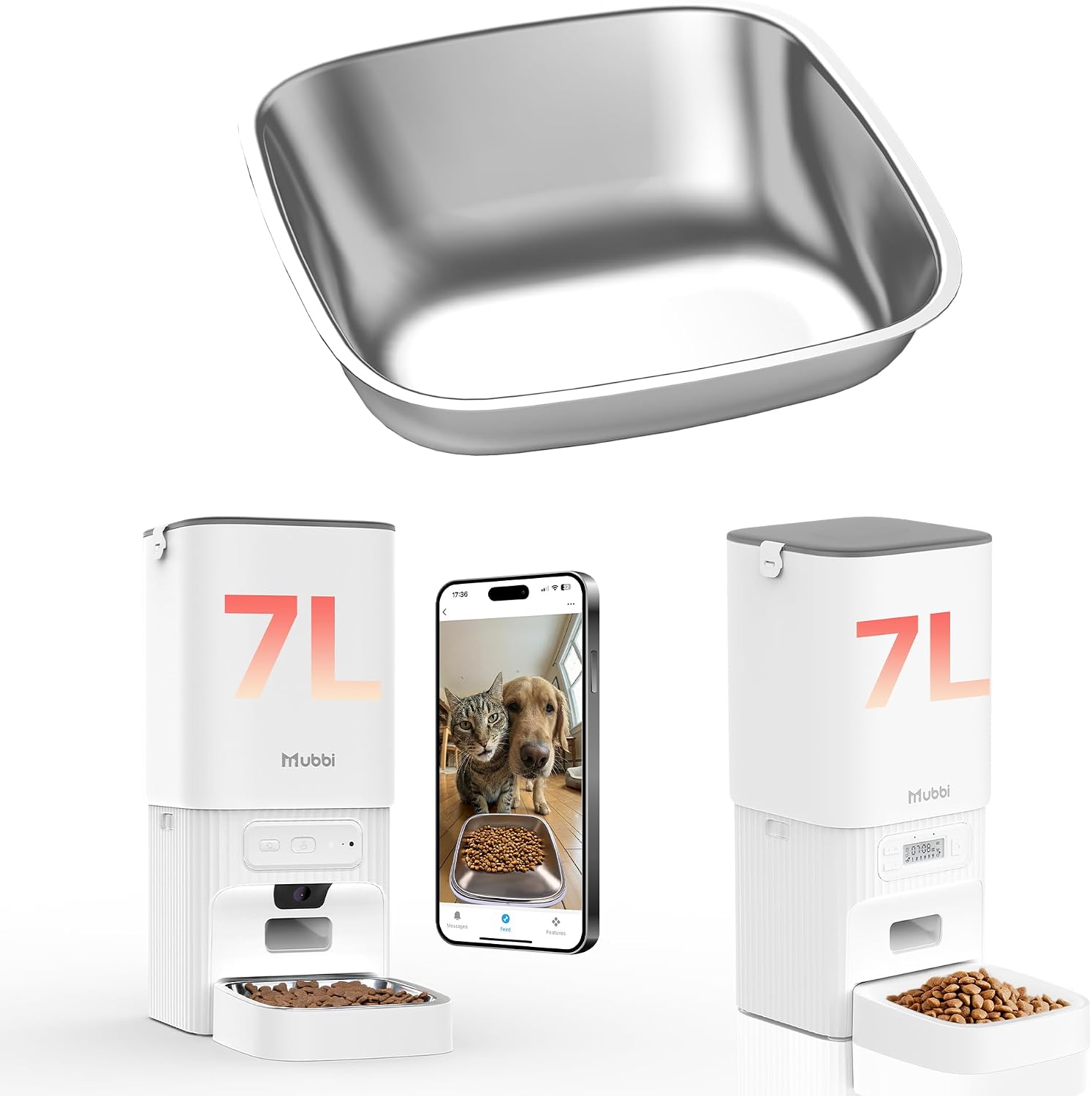 304 Stainless Steel Bowl, Compatible with Mubbi F12, PF19 Basic Automatic Feeder, Durable, Dishwasher Safe, Easy to Clean, Suitable for Cats and Dogs, Prevents Chin Acne