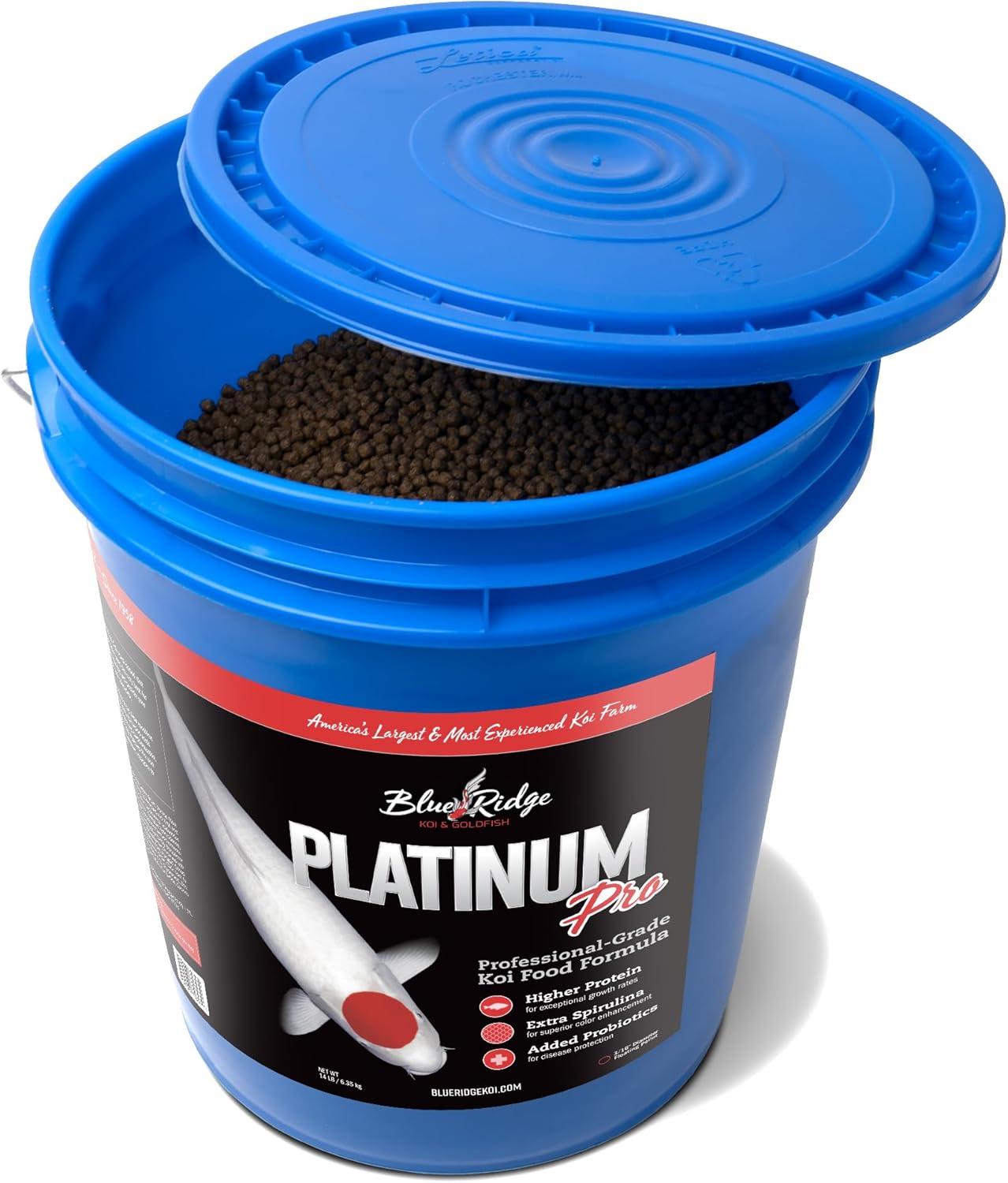 Blue Ridge Koi Fish Food 14lb - Koi Food 3/16” Platinum Pro Formula Goldfish Food, Premium Fish Food for Ponds, Ponds Fish Food, Floating Pond Pellet - Image 2