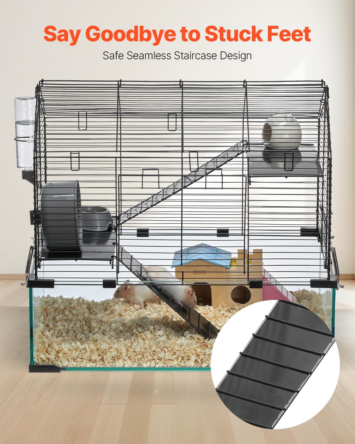 VEVOR Hamster Cage, 360° Viewing Transparent Hamster Habitats, Small Animal Cage, 22.8 x 15 x 21.3 in, Ventilated Pet Mouse Cages with Water Bottle, Portable Hamster House for Rats, Guinea Pigs - Image 5