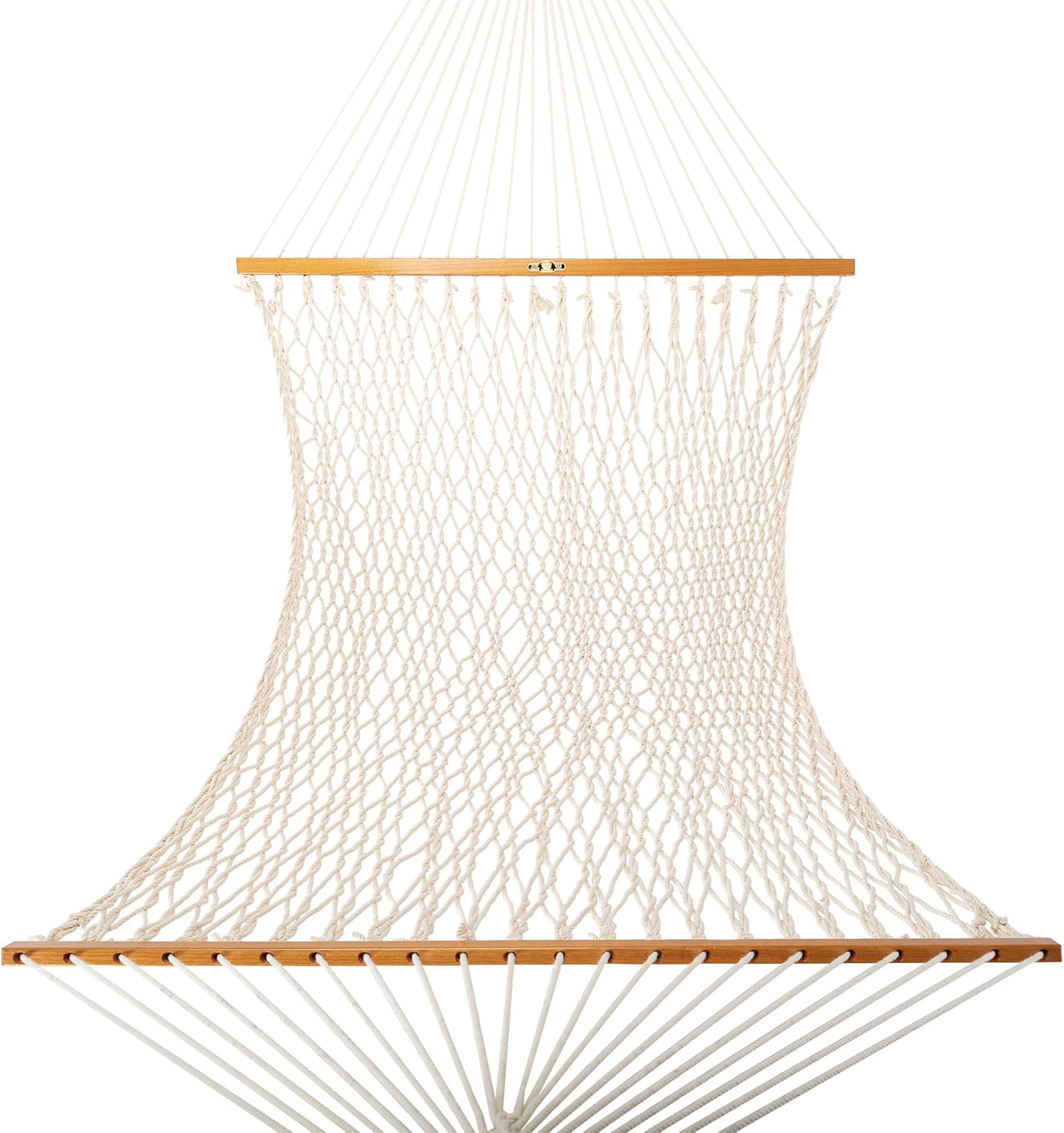 Original Pawleys Island Large Oatmeal DuraCord Rope Hammock – 13 ft. x 55 in., 2-Person, 450 lb Capacity, Oak Spreader Bar, Zinc-Plated Hardware, Handcrafted in the USA - Image 2
