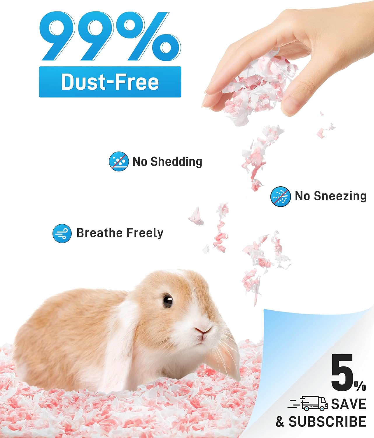 BUCATSTATE Hamster Bedding 70L, 99% Dust-Free Guinea Pig Bedding Odor Control Paper Bedding, Cozy Small Animal Bedding for Rabbit Rat Syrian Dwarf Hamsters Gerbils (Pink) - Image 3