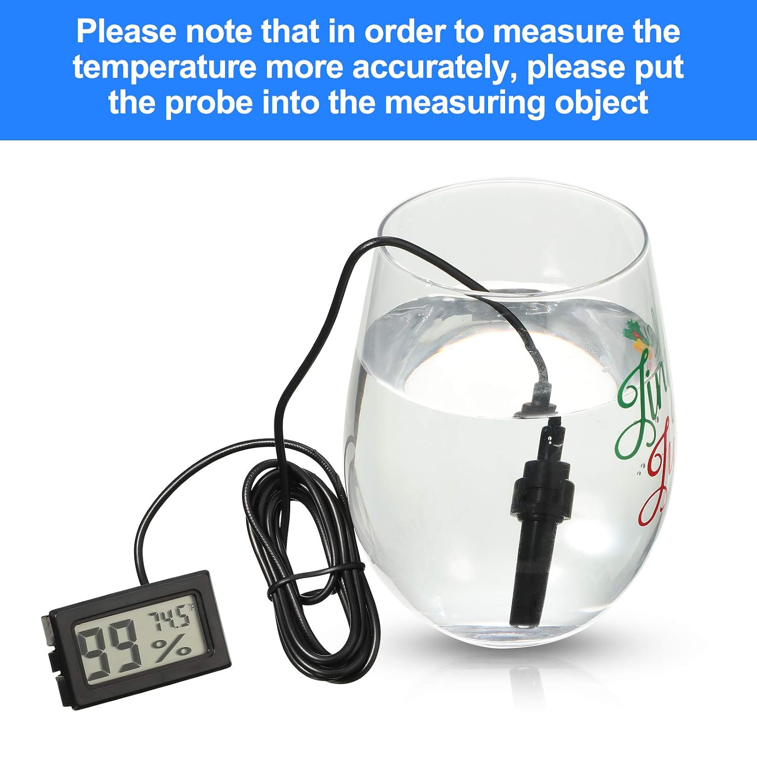 Weewooday Mini Digital Temperature Humidity Meters Gauge with Probe Gauge LCD Fahrenheit Display Thermometer Hygrometer for Incubator Reptile Plant Greenhouse Chicken Coop Garden(Black, 3 Pieces) - Image 4