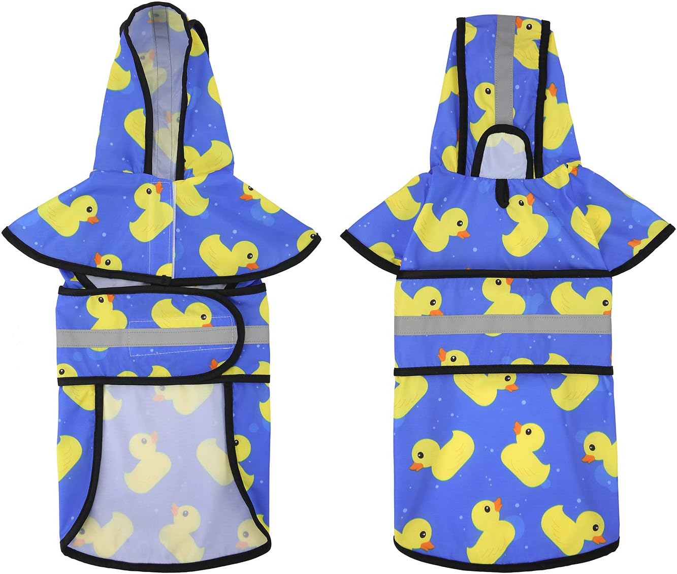 HDE Dog Raincoat Jacket Reflective Adjustable Hooded Pet Poncho Rain Coat with Leash Hole for Small to X-Large Dogs Rubber Ducks - L - Image 3