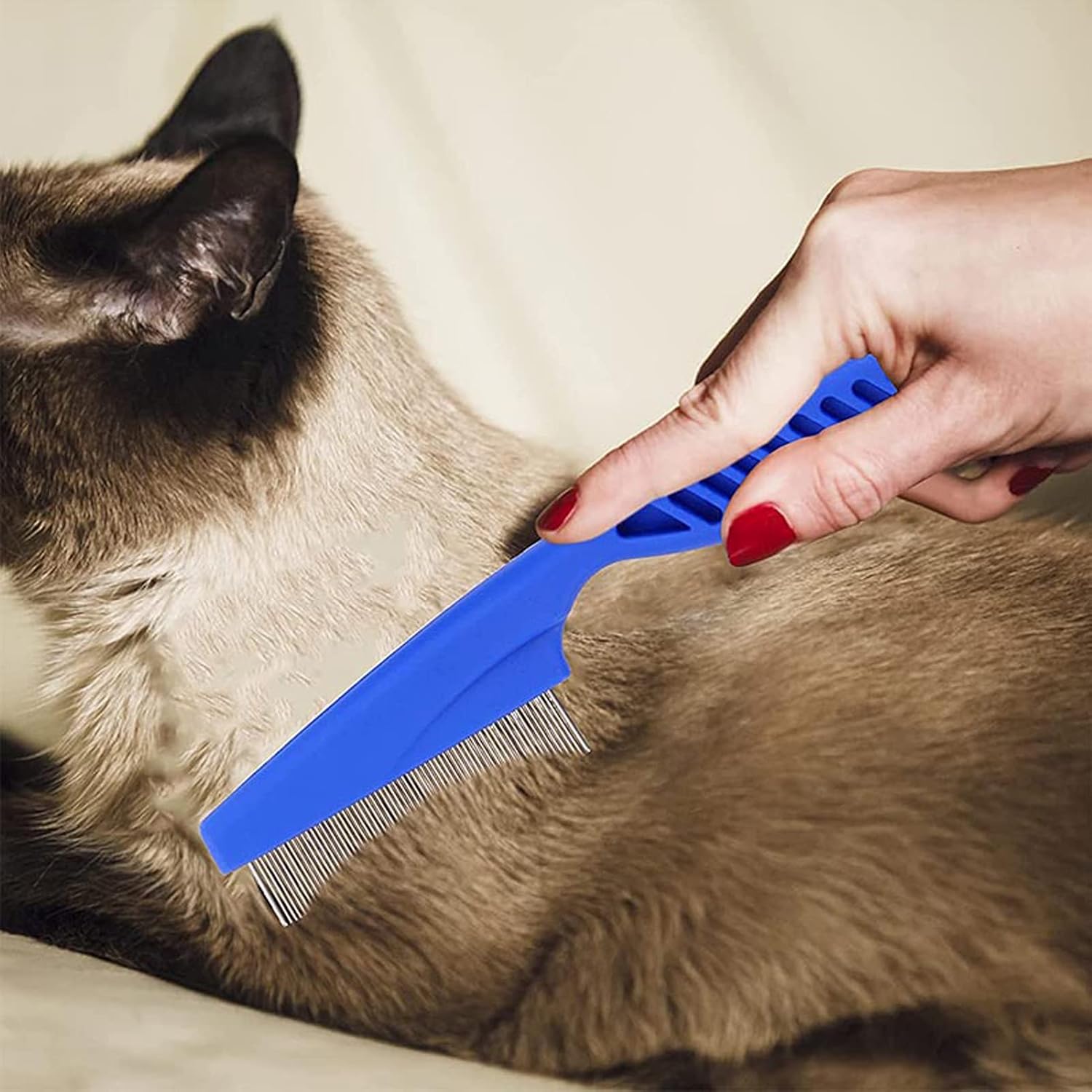 6Pcs Grooming Kit with Brush, Hair Remover, Shampoo Brush, Double-Sided Comb, Nail Clipper and Trimmer for Rabbits, Hamsters, Bunnies, and Guinea Pigs - Blue - Image 5