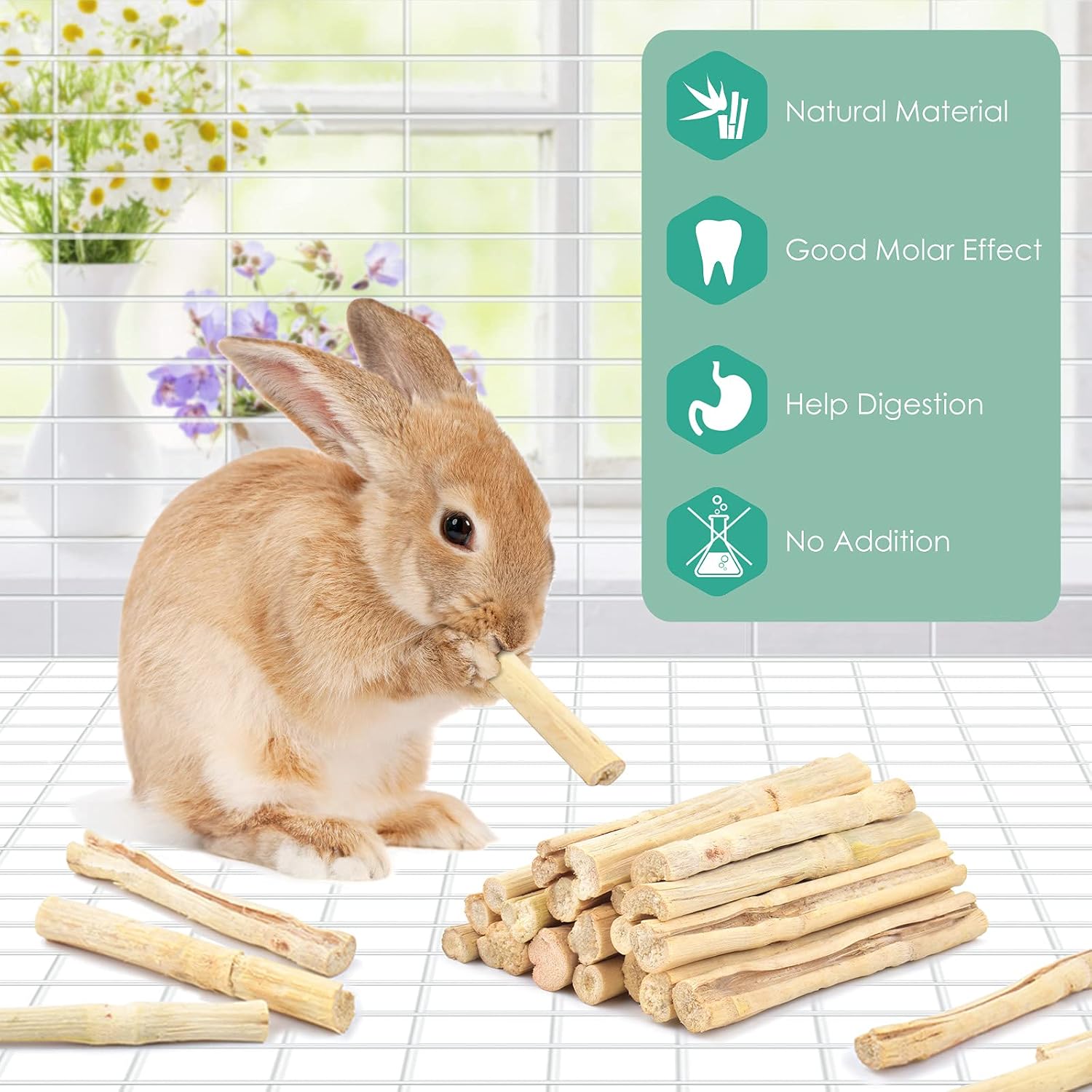 Bissap Sweet Bamboo Chew Sticks for Rabbits 500g/1.1Ib, Bunny Molar Treats Snack for Small Animals Hamsters Chinchillas Guinea Pigs Squirrels Natural Teeth Grinding Toys - Image 5