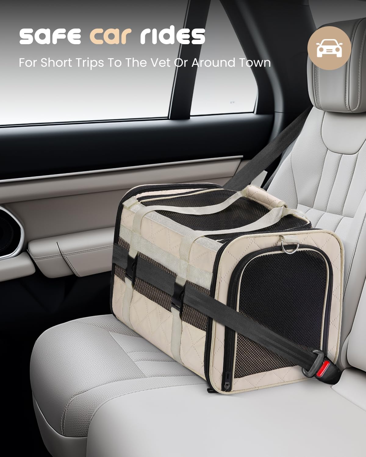 MIDOG Cat Carrier Soft for Small-Medium Cats Up to 15lbs, Airline Approved | Expandable Square Design,Comfort & Breathable Window,Equipped with anti-slip lock zippers and an internal safety leash - Image 7