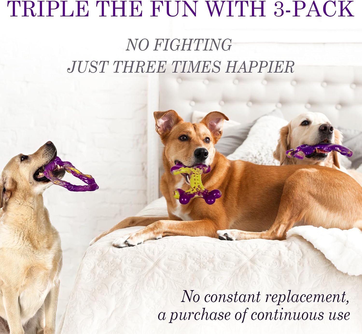 Frienhund Tough Dog Toys for Aggressive Chewers 3 Pack, Indestructible Dog Toys for Large Dogs, Dog Chew Toys, Aggressive Chew Toys to Keep Them Busy, Dog Toy for 30-75lbs Medium/Large Breeds - Image 3