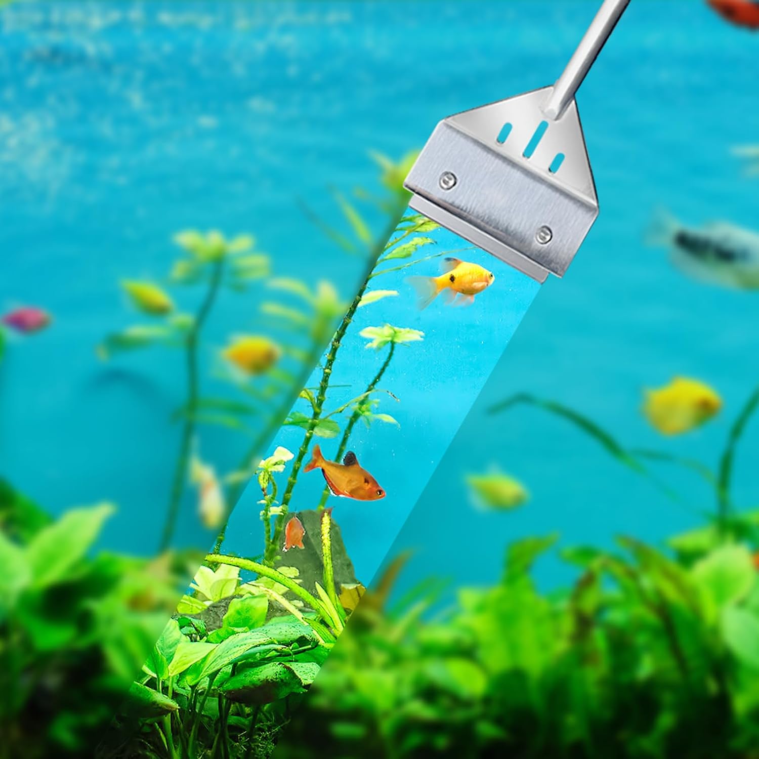 Kirecoo Algae Scraper for Glass Aquariums, 25.6" Fish Tank Cleaner, Stainless Steel Algae Scraper for Fish Tank with 10 Blades, Aquarium Glass Cleaning Tools, Cleaning Accessories - Image 7