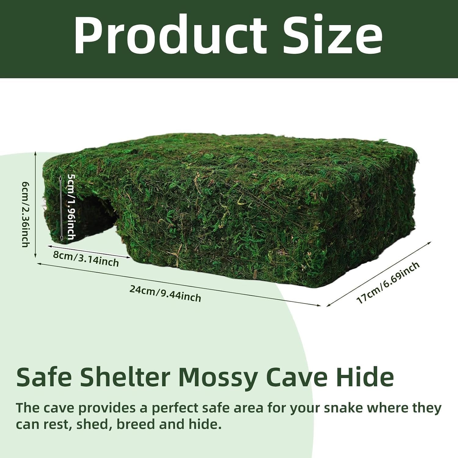 Mossy Cave Hide for Reptiles, Lizard Moss Hideout with Safe Shelter, Snake Cave Hut for Themed Terrarium Ideal for Gecko Hamster Snake to Rest & Hide - Image 2