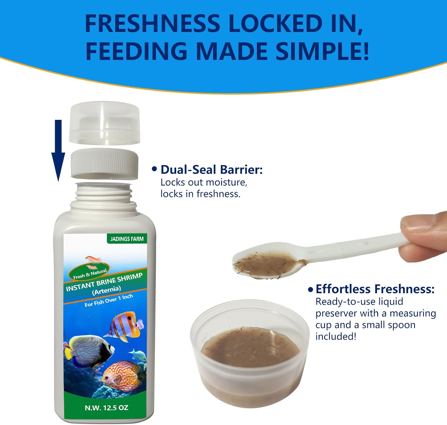 Brine Shrimp Fish Food - High Protein Non-Living Adult Brine Shrimp for Bettas, Goldfish, Cichlids & - Color Enhancing, -Instant Liquid Slow Sinking Tropical Fish Food (12.5oz) - Image 3