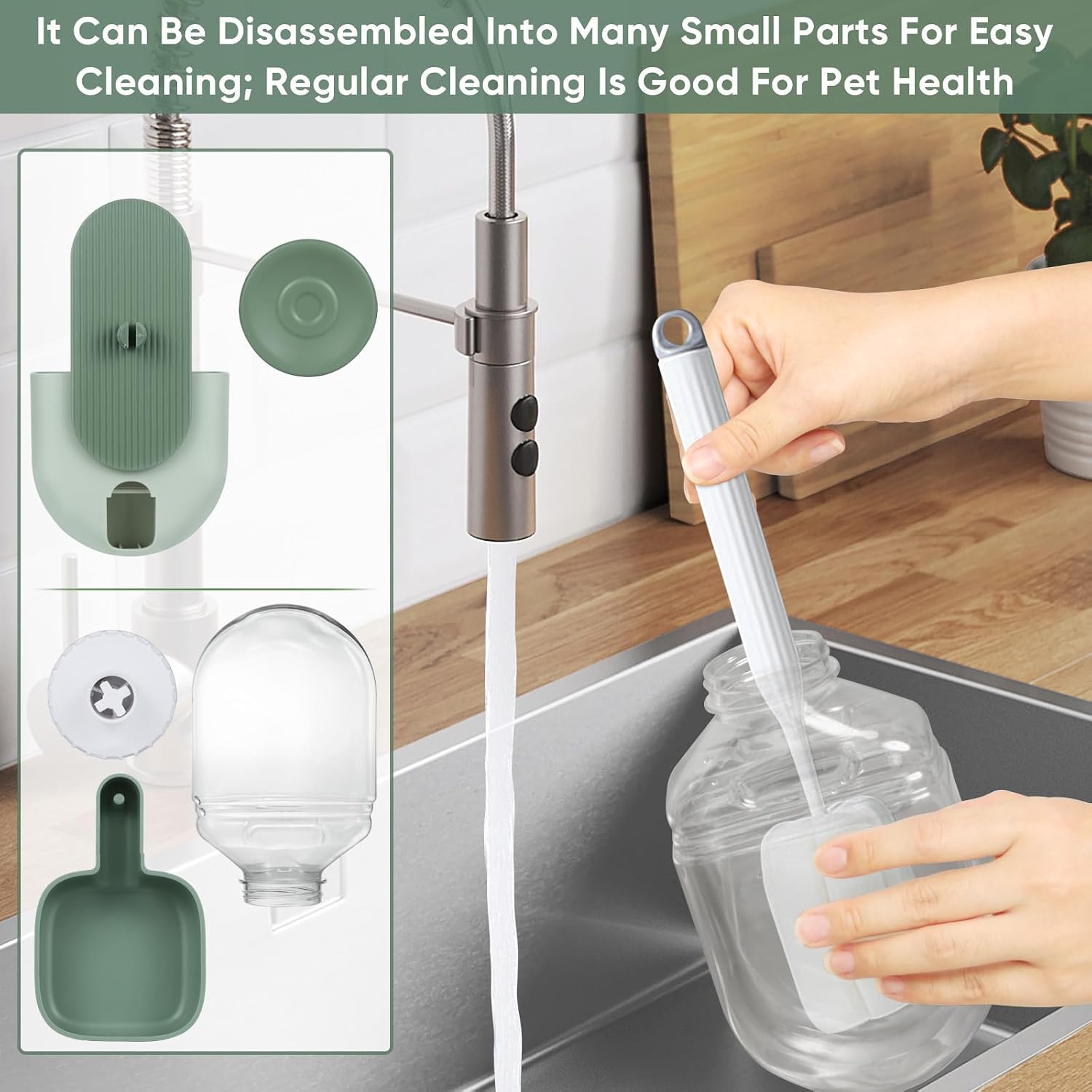 Lemtrflo 28oz Hanging Automatic Water Dispenser,Rabbit Water Bottle,Bunny Guinea Pig Ferret Water Bowl for Cage,Suitable for Small Animal Puppies(Cage Grid Spacing Over 1.2'') (Green) - Image 7