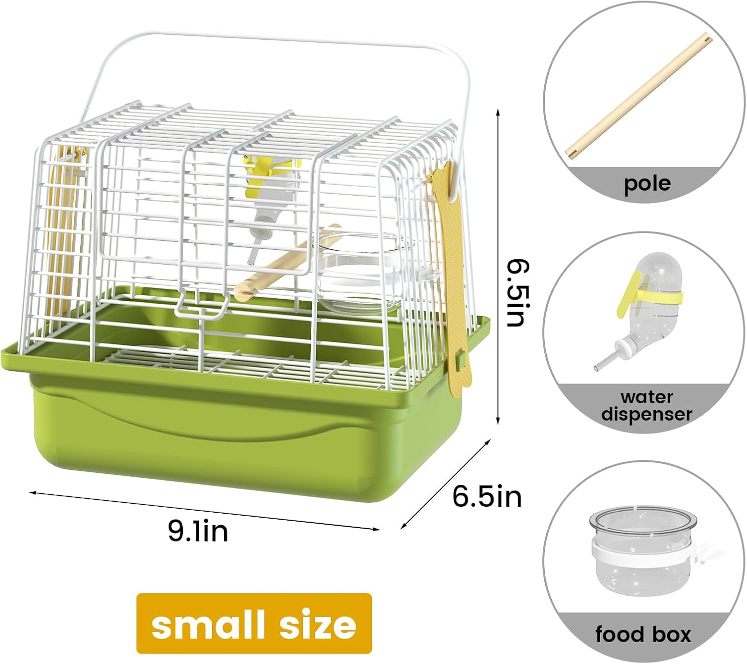 Small Bird cage,Travel Cage for Birds and Small Animals, Parakeet cage,Bird Carrier Travel cage,Bird Travel cage, jaulas para pájaros,Green,(Green,S) - Image 2