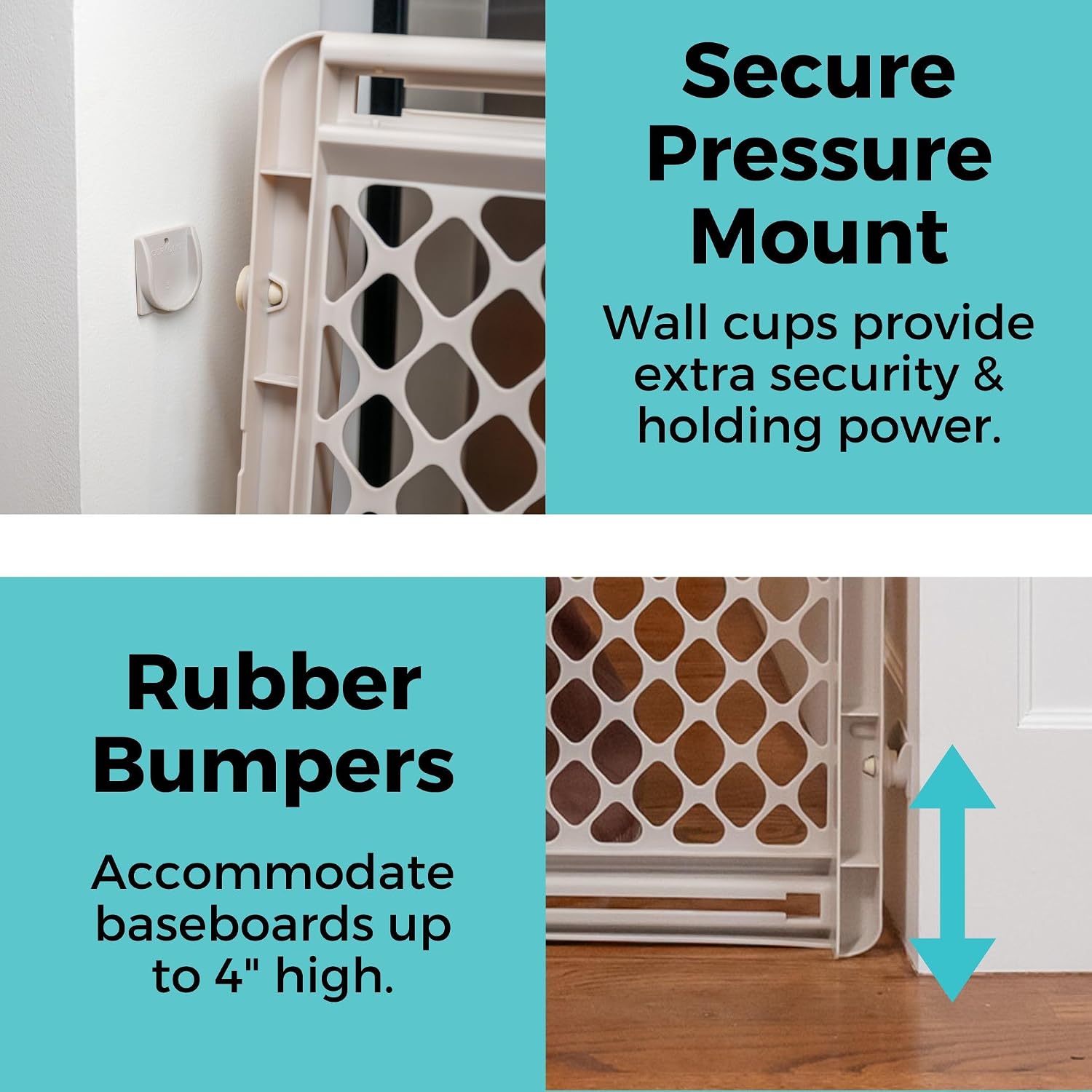 Toddleroo by North States - Supergate Ergo Baby Gate: Plastic Baby Gate for Stairs & Doorways - Adjustable Indoor Safety Gate - Made in USA - 26 to 42 Inches Wide - 26 Inches Tall - Sand - Image 4