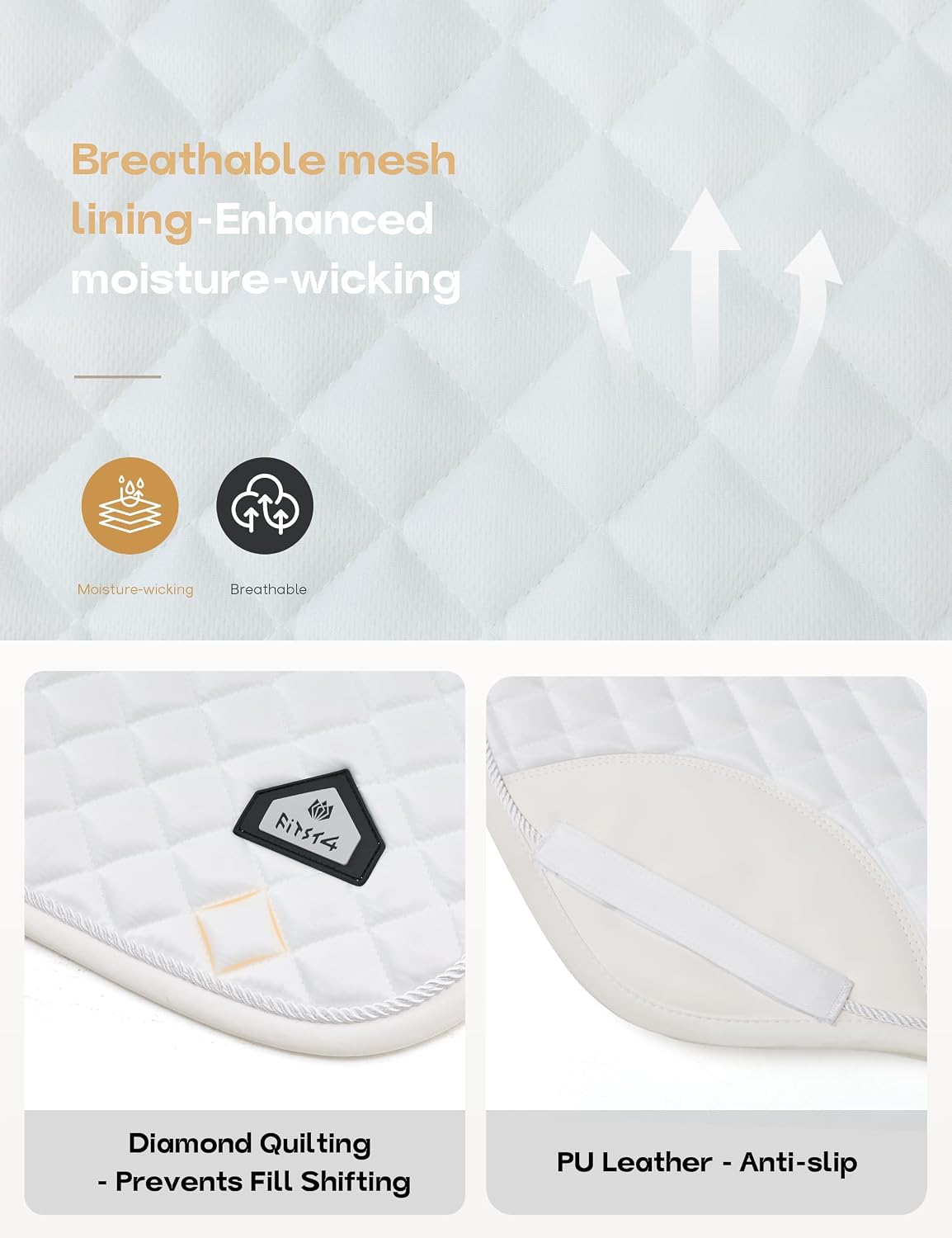 FitsT4 Sports Saddle Pads for Horses Breathable English Half Pad Shock Absorbing - Image 3