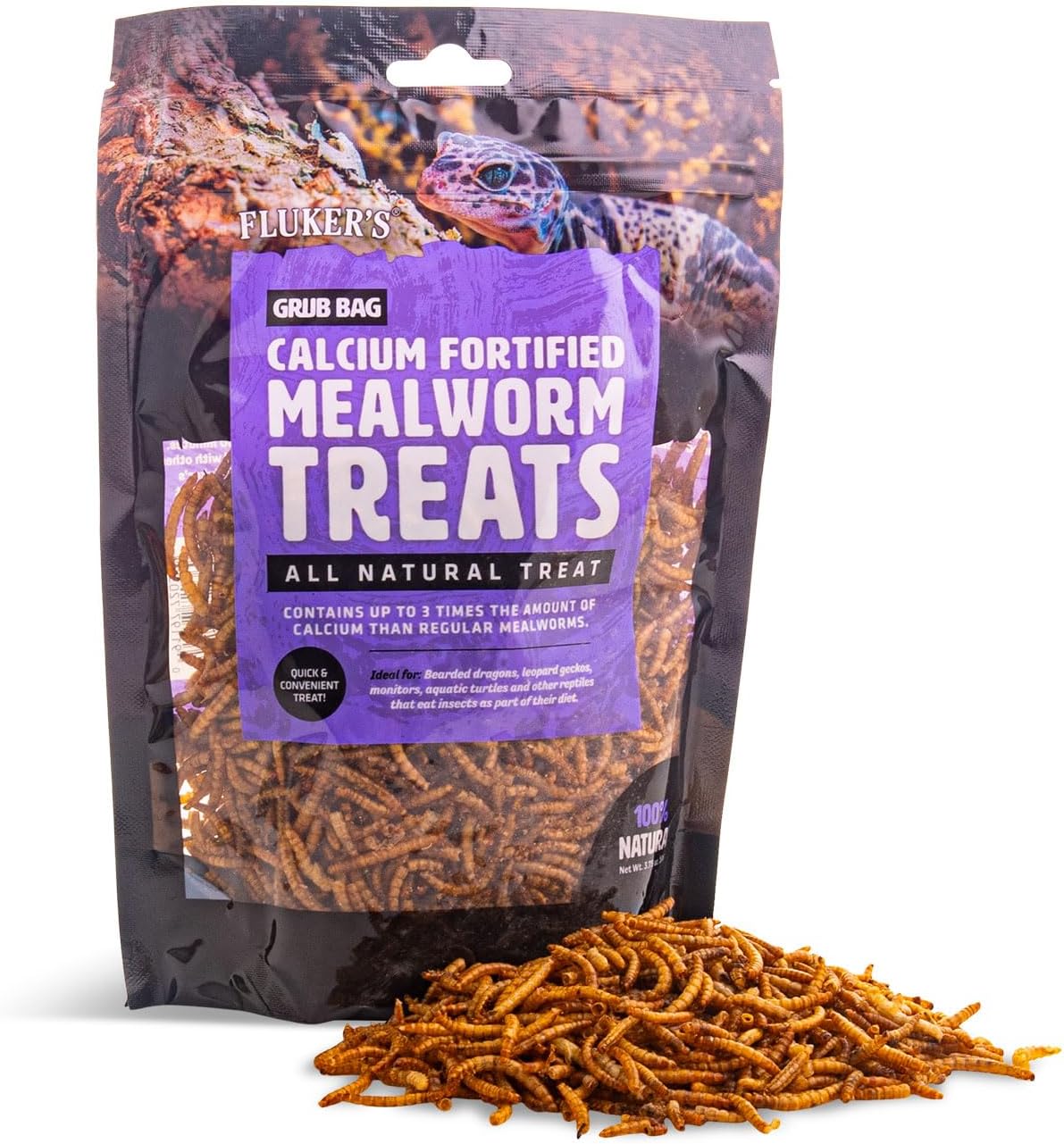 Fluker’s Grub Bag All Natural Calcium Fortified Mealworm Treats, Packed with Protein, Rich in Nutrients, A Reptile Favorite, 3 oz - Image 2