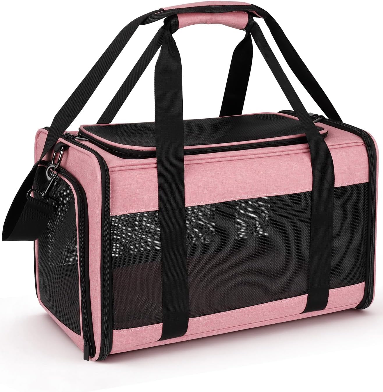 Hipubby Cat Carrier Dog Carrier for Pets Up to 16 Lbs, Soft-Sided Pet Travel Carrier for Cats and Small Dogs, Airline Approved Pet Carrying Case with Shoulder Strap & Removable Mat - Pink