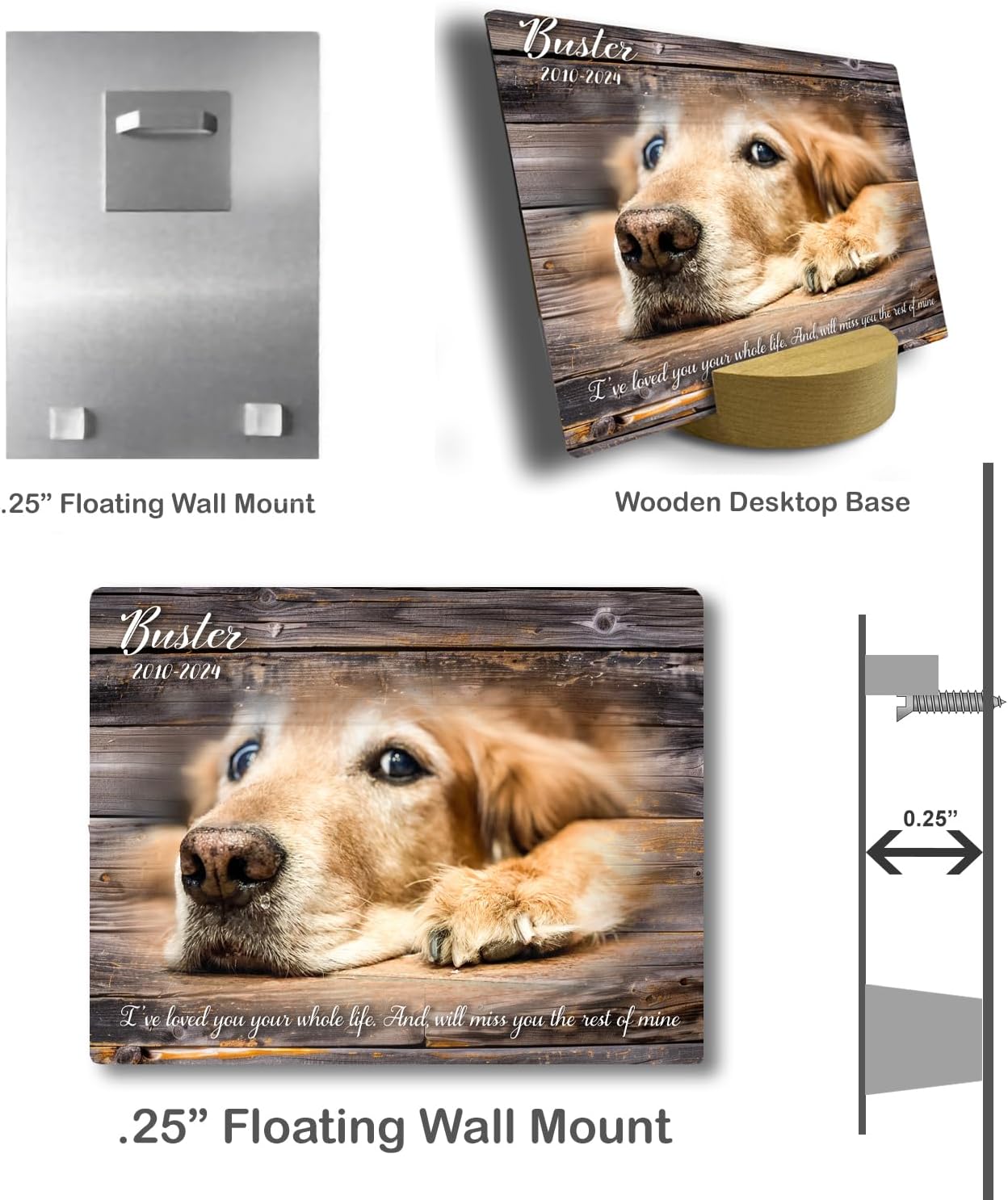 MUNDAZE Custom Pet Portrait Memorial Photo – Personalized Dog or Cat Loss Gift – Glossy Metal Print with Your Pet’s Photo – Sympathy Keepsake – Made and Shipped in USA - Image 6