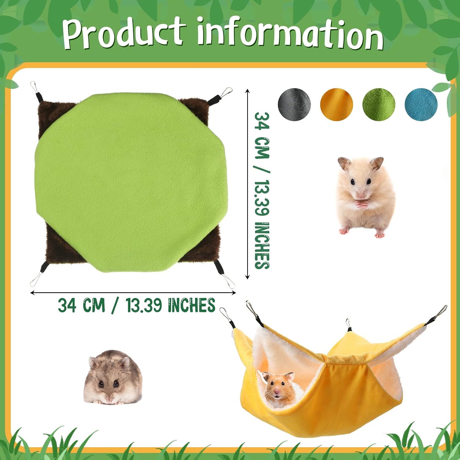 Nuogo 4 Pcs Rat Hammock for Cage Small Animal Hanging Ferret Hammocks for Rat Accessories Double Layer Ferret Bed for Guinea Pig Squirrel Chinchilla Playing and Sleeping(Classical) - Image 3