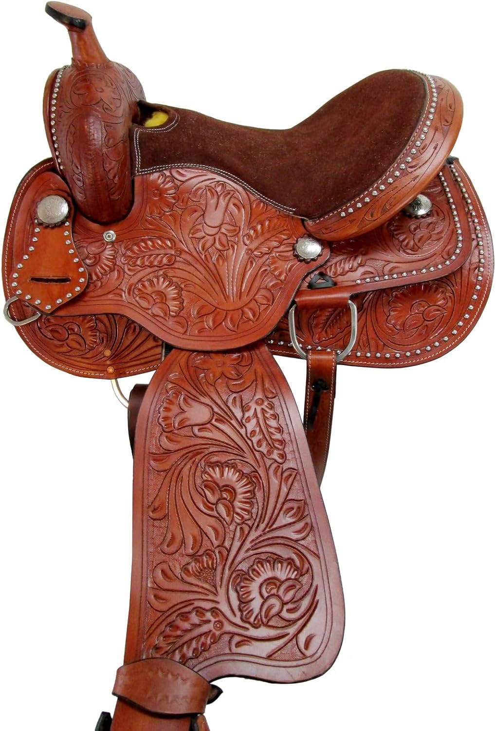 Western Horse Saddle Barrel Racing Pleasure Ride Trail Horse Tooled Leather Rodeo Cowboy Saddles 15 16 17 18 - Image 8