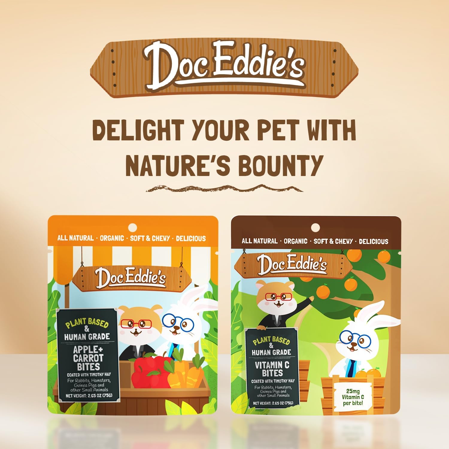 DOC EDDIE'S Vitamin C Bites Soft & Chewy Treats for Hamster, Rabbit, Chinchilla, Bunny, Gerbil, Mouse, Rat, Hedgehog, Squirrel, & Guinea Pig Friendly - Made w/Real Fruit & Organic, New & Tastier - Image 9