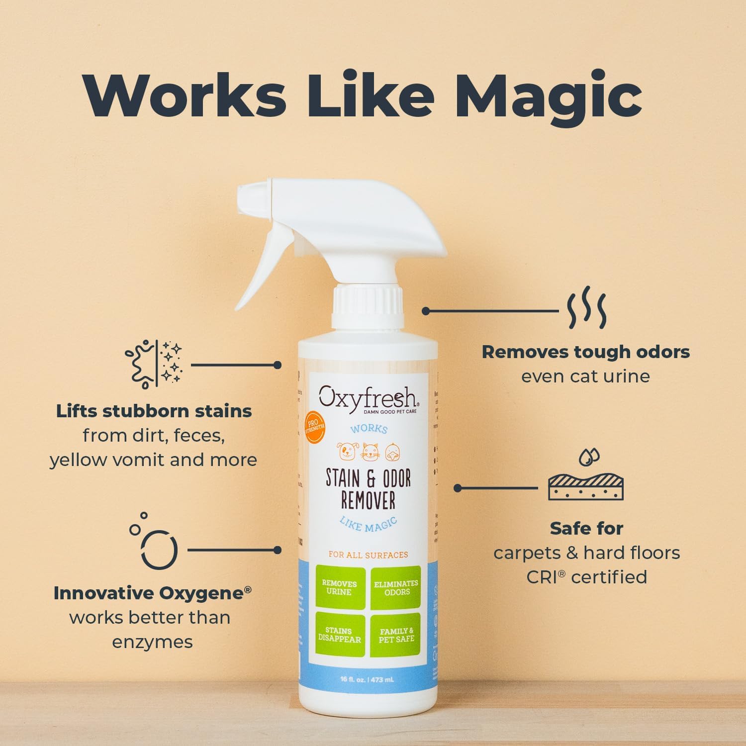 Oxyfresh Pet Stain & Odor Remover, Strong Carpet Stain Remover & Cleaner Spray – Advanced Pet Urine Odor Eliminator for Entire Home - Fast Acting Dog & Cat Urine Neutralizer - Image 3