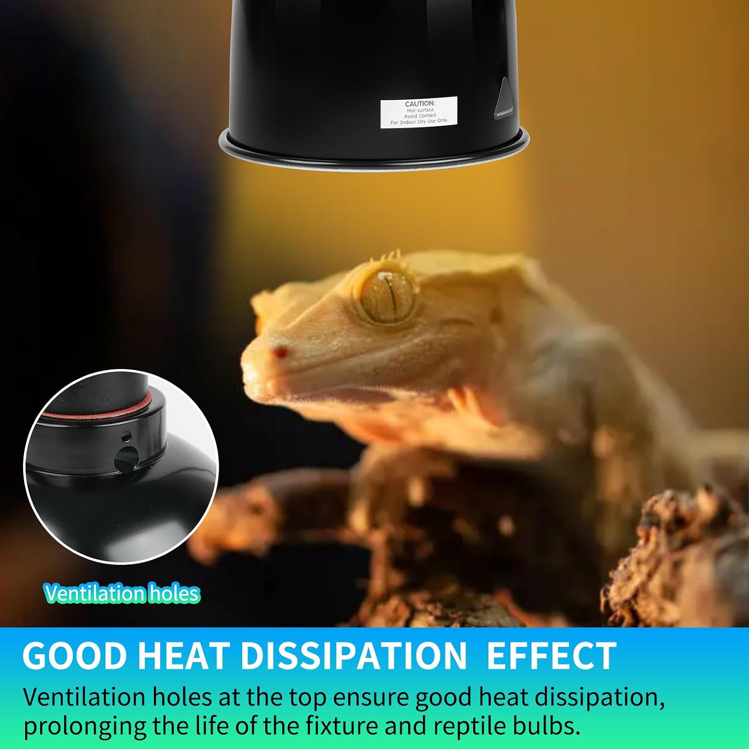 LUCKY HERP Reptile Light Fixture with Dimming Thermostat & Timer, Aluminum 5.5inch Deep Dome Reptile Lamp Fixture, Heat Lamp Fixture for Reptile Bulb Basking Heat Bulb, Max 100W - Image 6