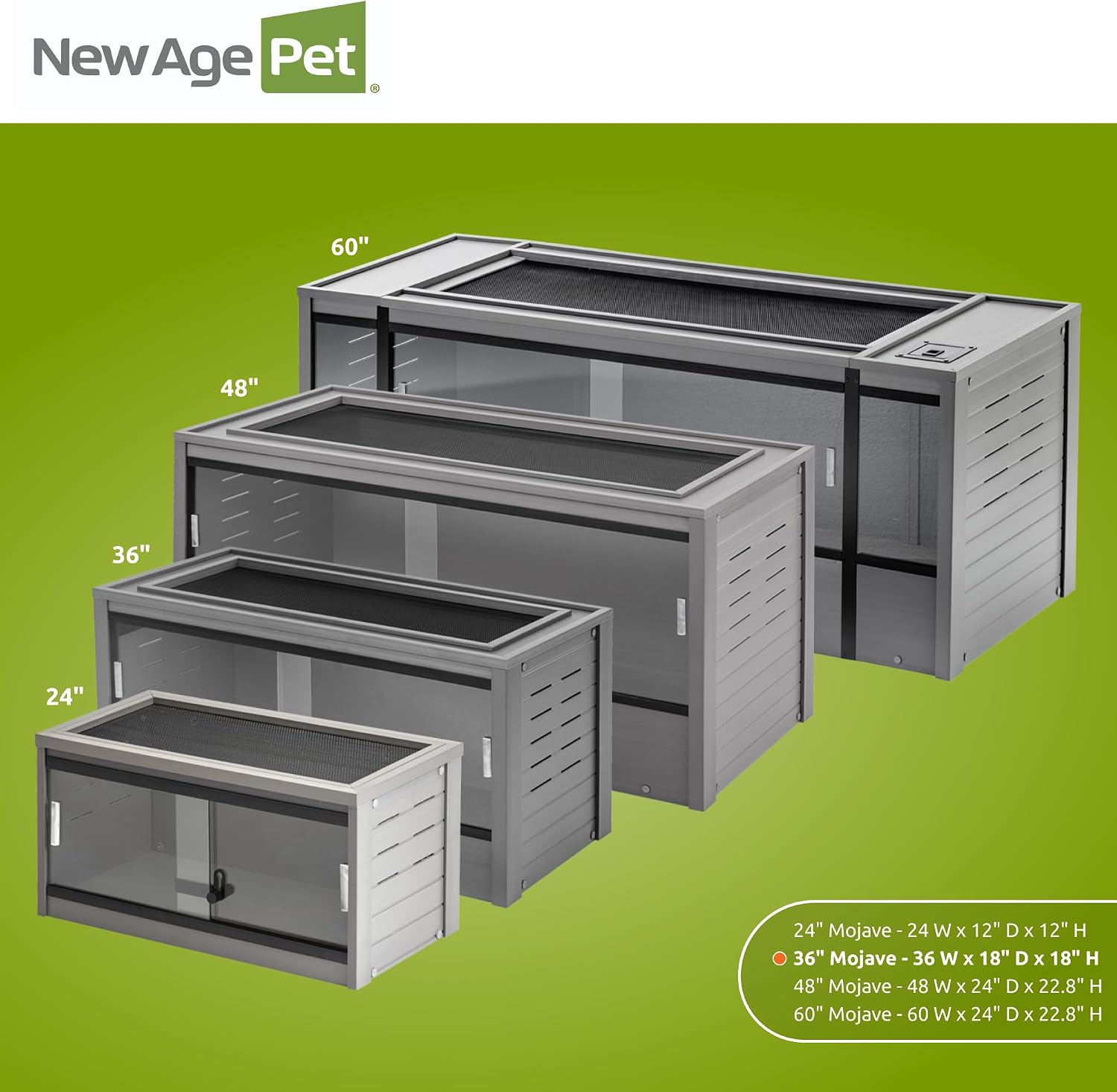 New Age Pet ECOFLEX 36" Wide Medium Reptile Habitat, Mojave Lounge for Snakes, Tortoises & Lizards in Maple, Black & Grey, Easy Assembly, Sliding Glass Doors & Mesh Top - Image 11