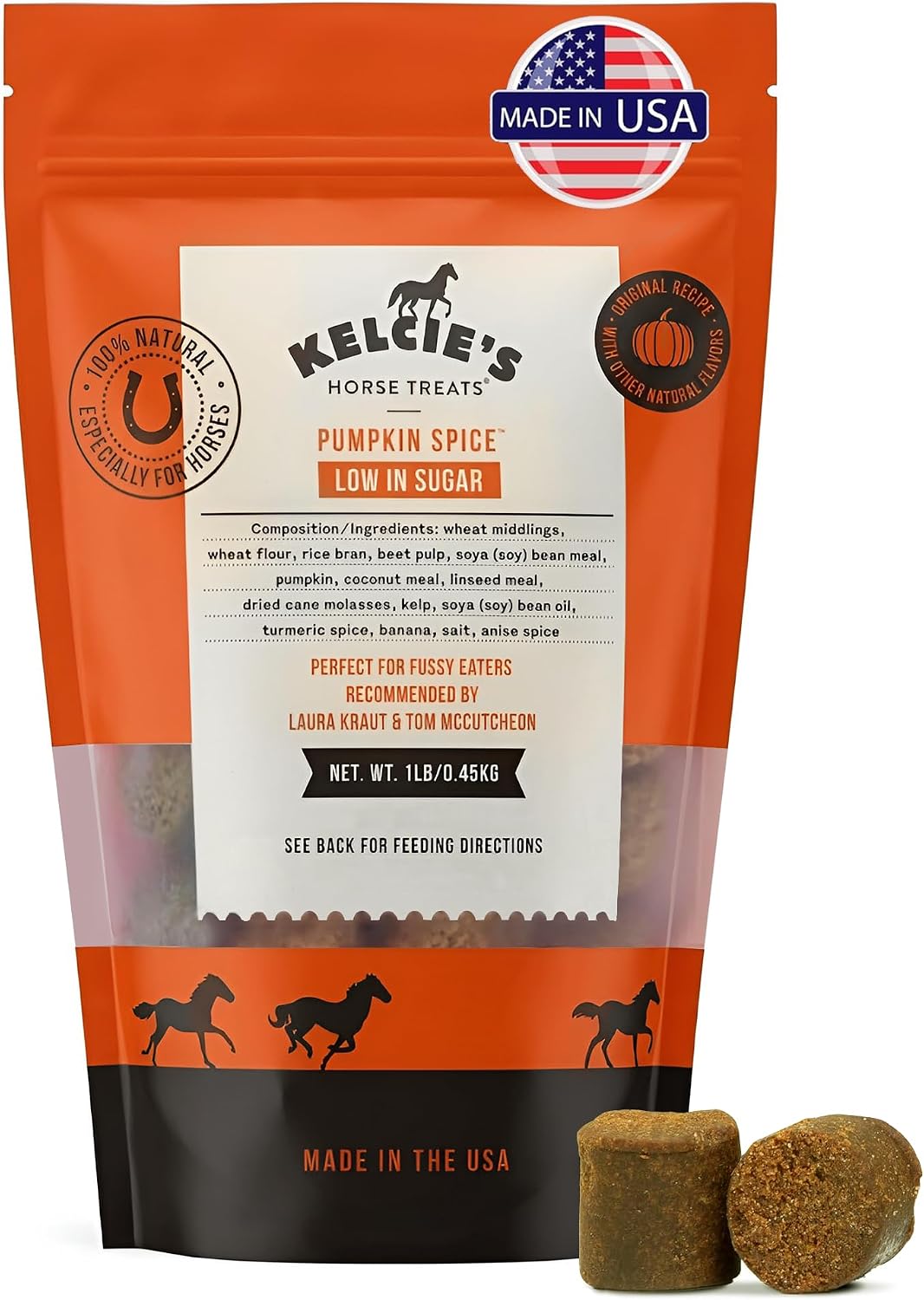 Kelcies Pumpkin Spice Horses Treats - Low Sugar, Starch, and Carbohydrates | Healthy Treats for Horse Supports Superior Digestion 1 Pound (Pack of 1)