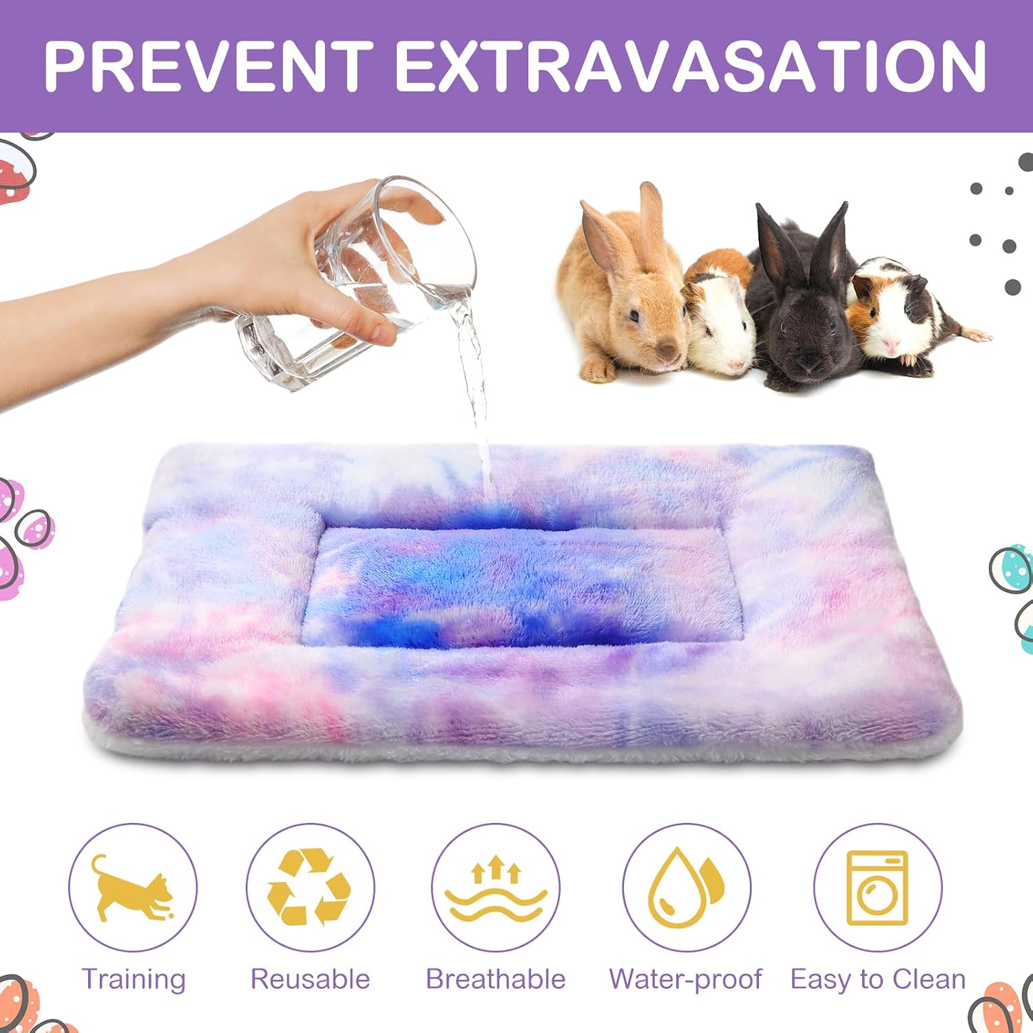 Haull 4 Pcs Waterproof Guinea Pig Bedding Soft Dog Cat Bed Crate Mat Small Animal Plush Cage Liners Rabbit Bunny Kennel Pad Reversible Cozy Pee Thickened Hamster Pad(Tie Dyed,13 x 10 Inch) - Image 5