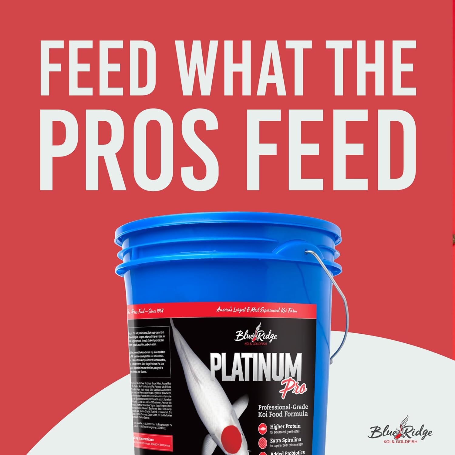 Blue Ridge Koi Fish Food 14lb - Koi Food 3/16” Platinum Pro Formula Goldfish Food, Premium Fish Food for Ponds, Ponds Fish Food, Floating Pond Pellet - Image 3