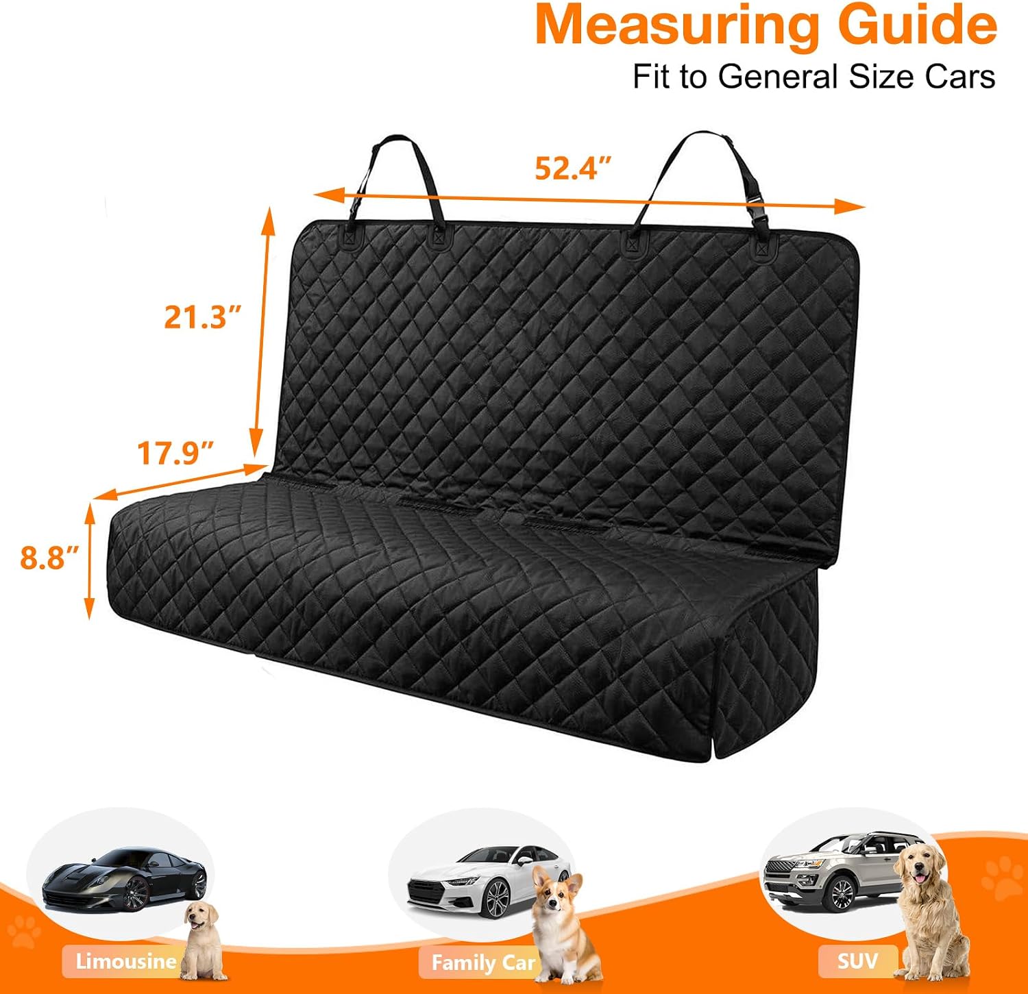 PETICON Waterproof Scratchproof Pet Bench Seat Covers for Cars, SUVs, Nonslip Durable Back Seat Cover for Dogs, 600D Oxford Fabric, Machine Washable - Image 2