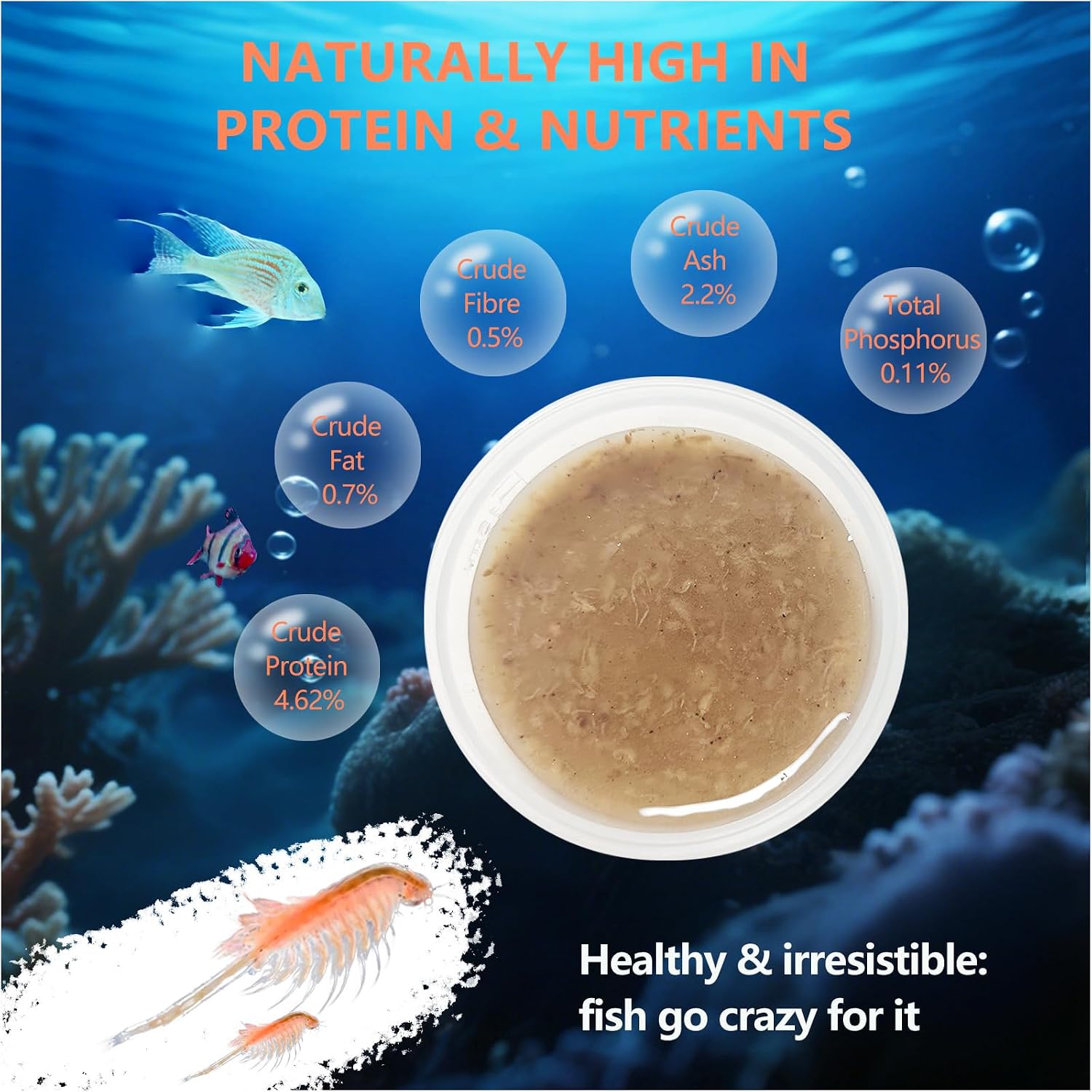 Brine Shrimp Fish Food - High Protein Non-Living Adult Brine Shrimp for Bettas, Goldfish, Cichlids & - Color Enhancing, -Instant Liquid Slow Sinking Tropical Fish Food (12.5oz) - Image 2