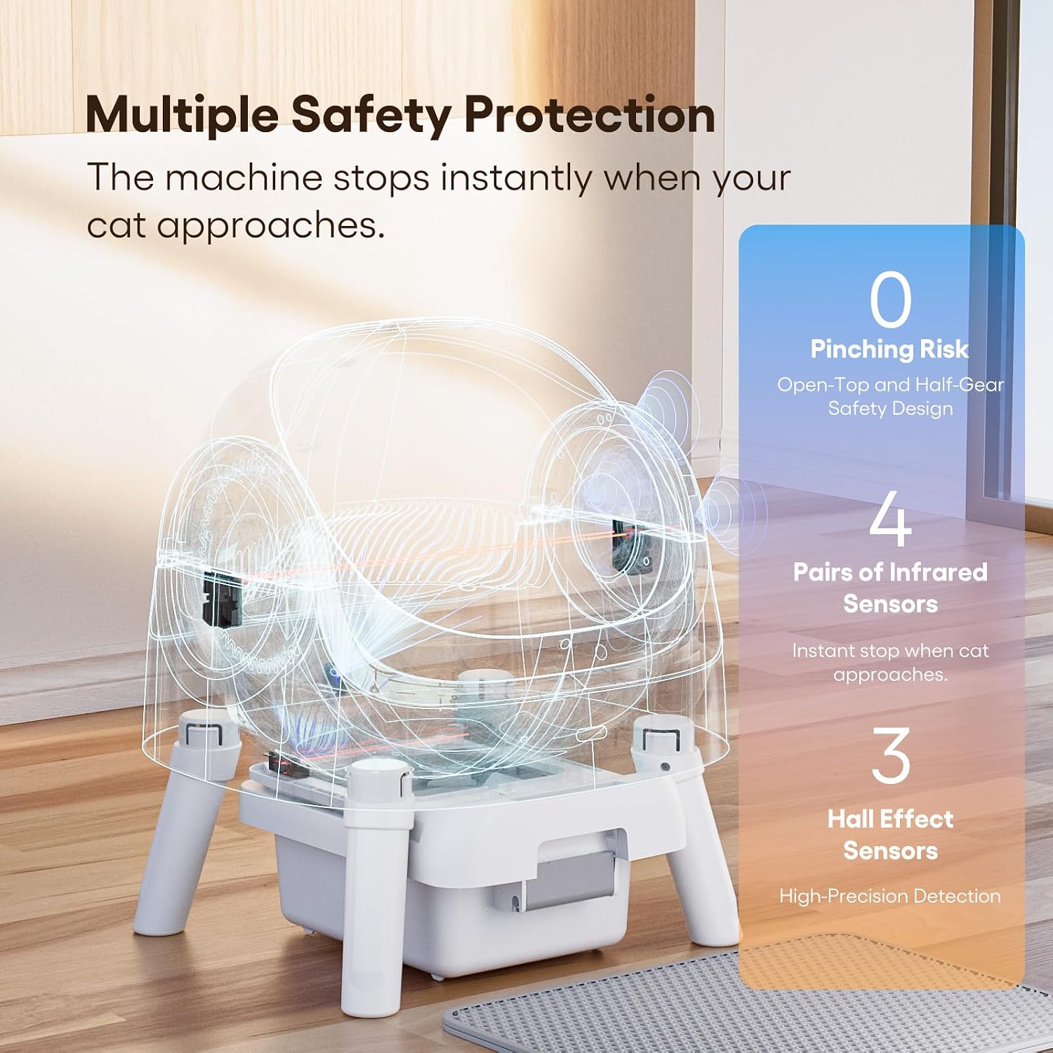 Self Cleaning Cat Litter Box, Automatic Litter Box for Multiple Cats, Integrated Safety Protection with Open-Top Design - Image 4