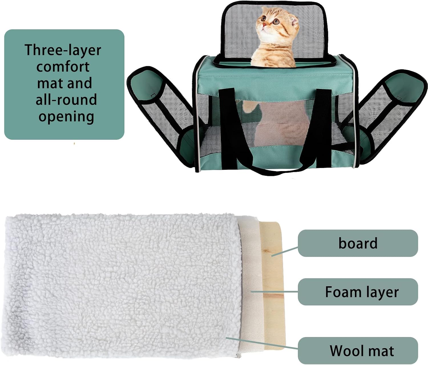 Cat Dog Carriers Soft-Sided Pet Carrier Large Cats for Medium Big Cat Small Dog Puppy up to 16lbs TSA Airline Approved Animal Collapsible Cat Carrier Carriers Travel Carrier Cat Bag (17x11x11) - Image 2