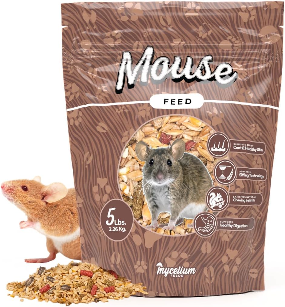 Mycelium Mouse Feed 5 lb Bag | Organic Mouse Food for Healthy Skin, Coat & Dental Care | High-Protein Balanced Nutrition with Vitamins and Minerals | Non-GMO & USA Made