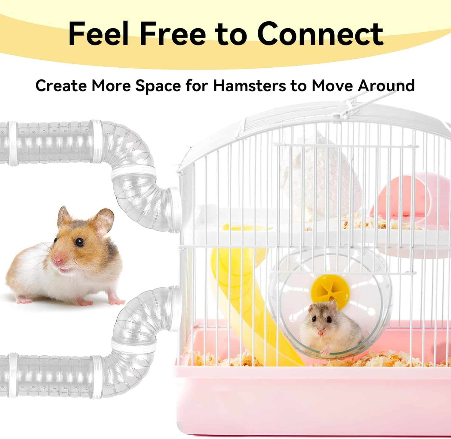 8 PCS Hamster Tube Set, Hamster Toy Set DIY Clear Pet Cage Tunnel Small Animal External Accessories Adventure Tube Syrian Rat Mouse (White) - Image 4