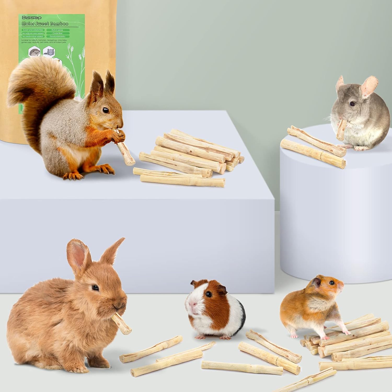 Bissap Sweet Bamboo Chew Sticks for Rabbits 500g/1.1Ib, Bunny Molar Treats Snack for Small Animals Hamsters Chinchillas Guinea Pigs Squirrels Natural Teeth Grinding Toys - Image 6