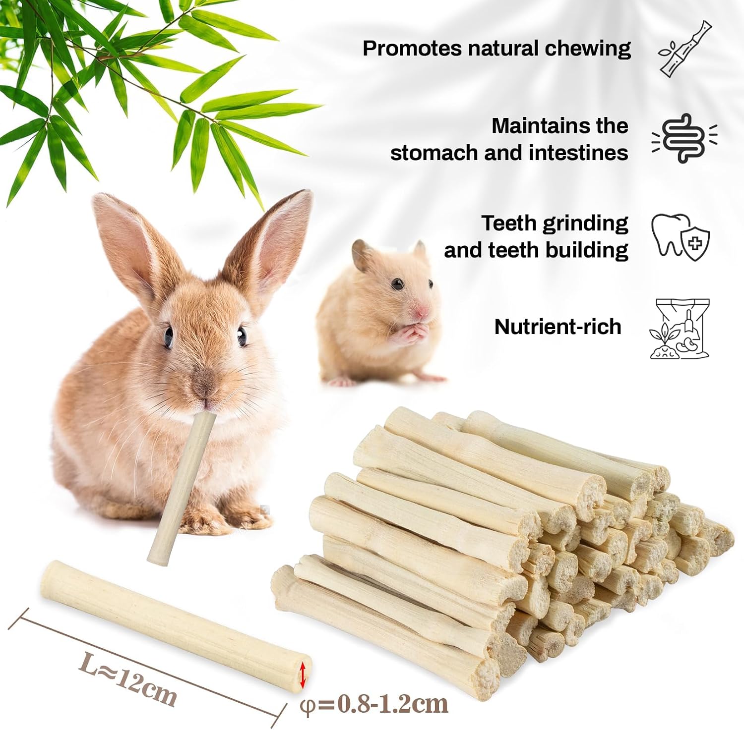 Sukh 240g Sweet Bamboo Chew Sticks - Rabbit Chew Sticks & Bamboo Sticks for Rabbits, Natural Bunny Bamboo Chew Toy for Teeth Grinding, Small Animal Treats for Guinea Pig, Hamster, Chinchilla - Image 6