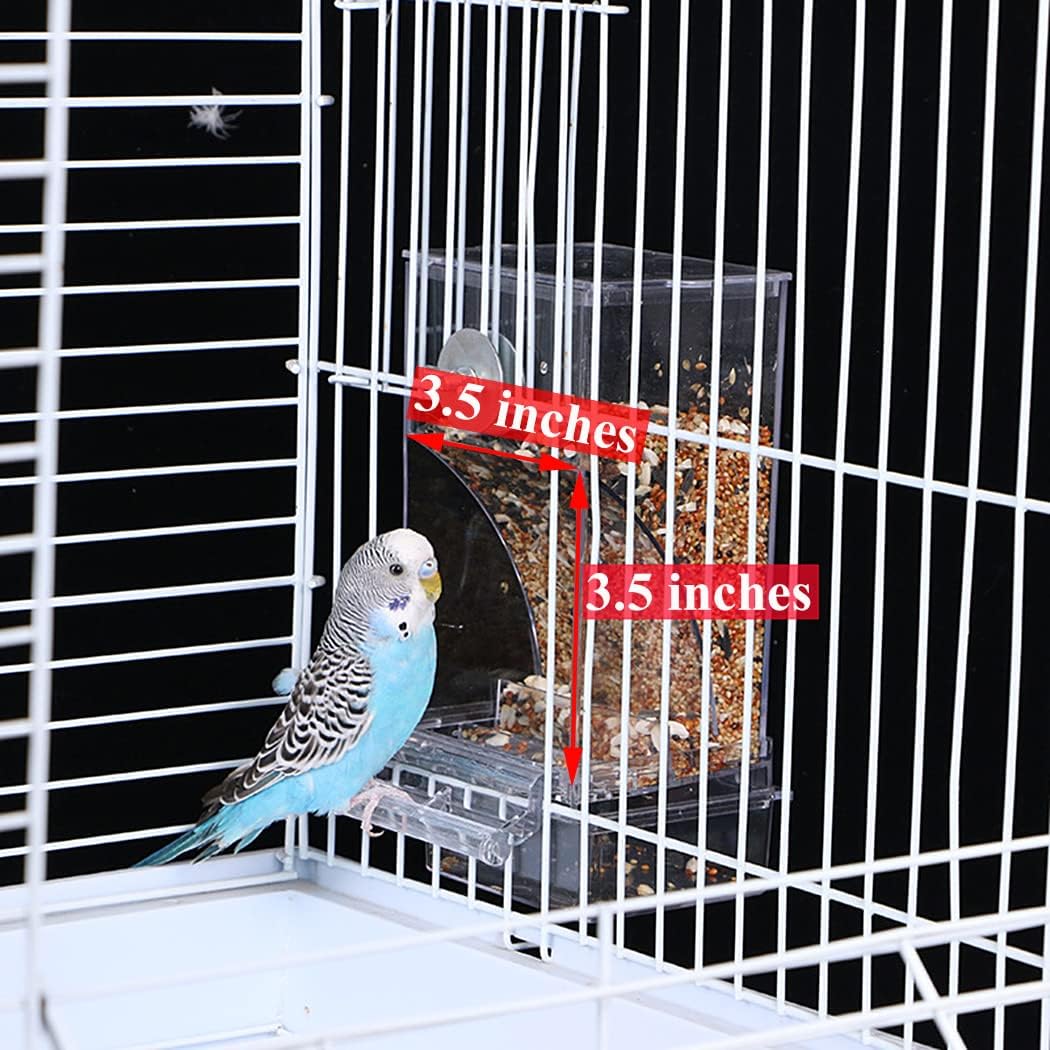 Kenond No Mess Bird Feeder Water Dispenser Set, Automatic Parrot Feeder Cage Accessories, Clear Parakeet Seed Container Food Drinker for Cage, Cockatiel Finch Lovebirds Budgies Canary (Blue) - Image 6