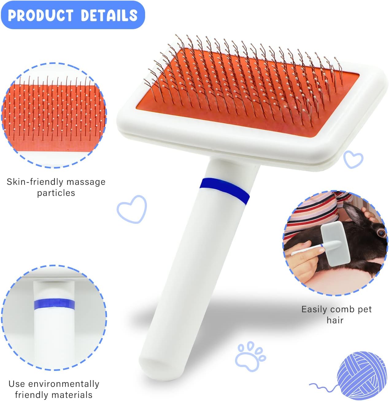 Pet Grooming Kit with Slicker Brush Bath Massage Glove Brush Pet Shedding Comb Nail Clipper Trimmer 6 Piece Set for Rabbit Kitten Guinea Pig Cat Chinchilla Ferret Small Animals - Image 4